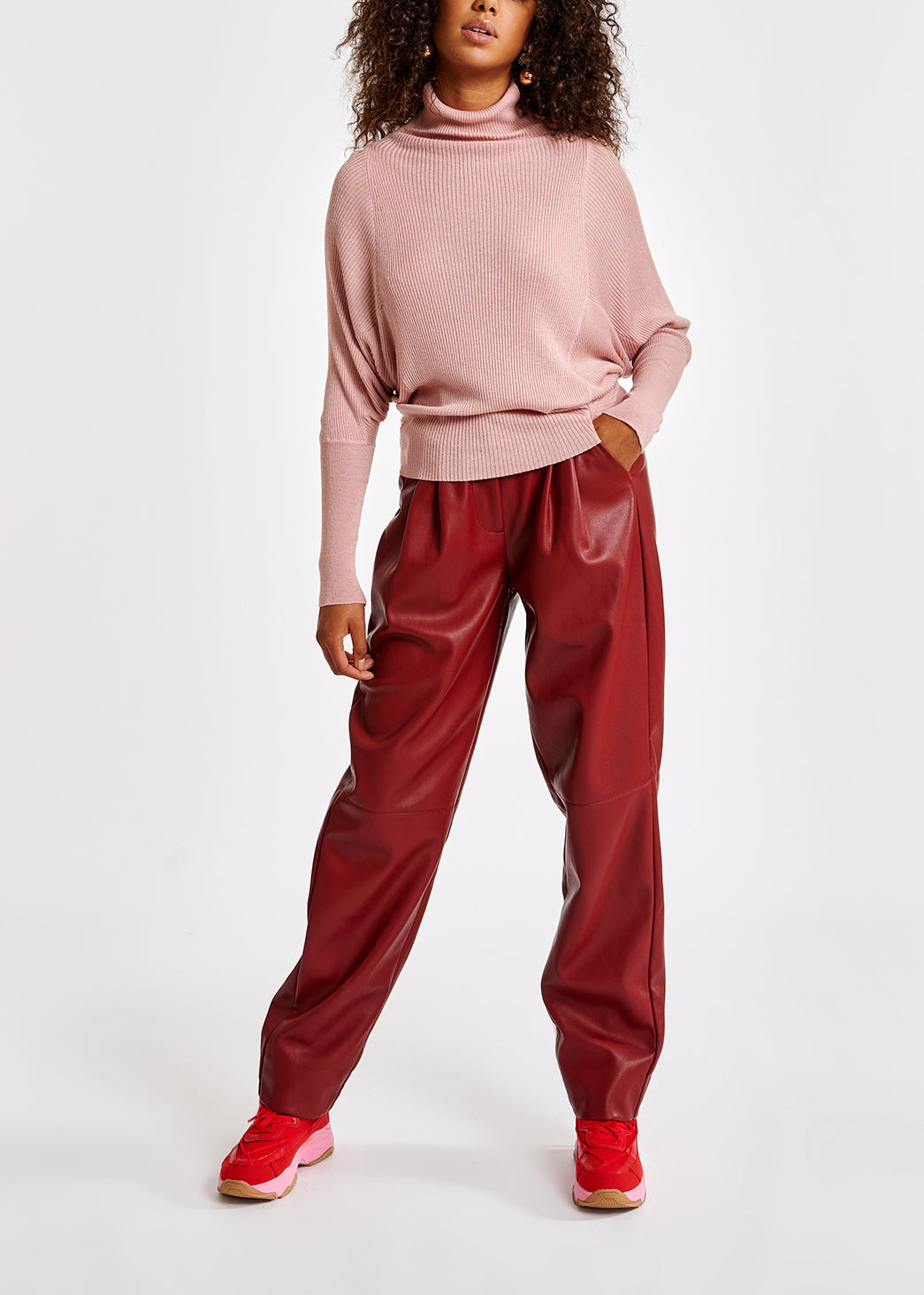 Pull à col roulé rose manches chauve-souris RE—SSENTIEL | Essentiel second hand