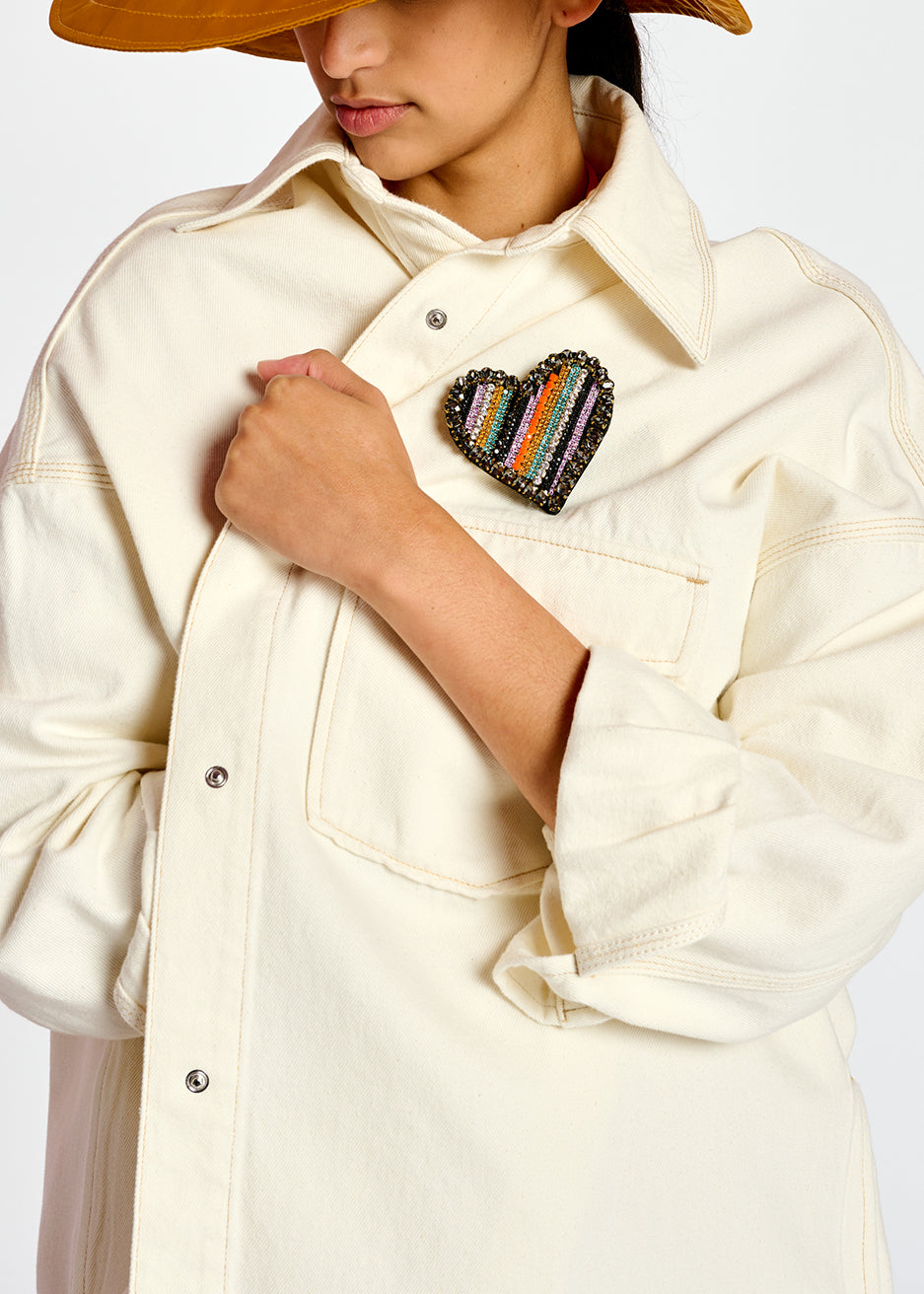 Surchemise oversize en coton denim écru RE—SSENTIEL | Essentiel second hand