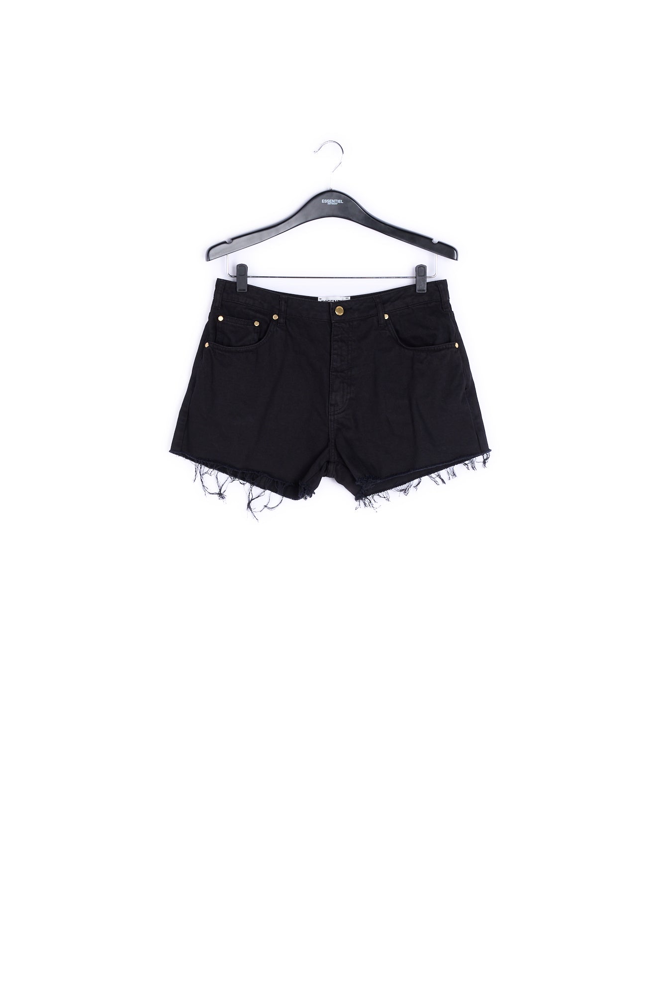 Black frayed denim shorts RE—SSENTIEL | Essentiel second hand