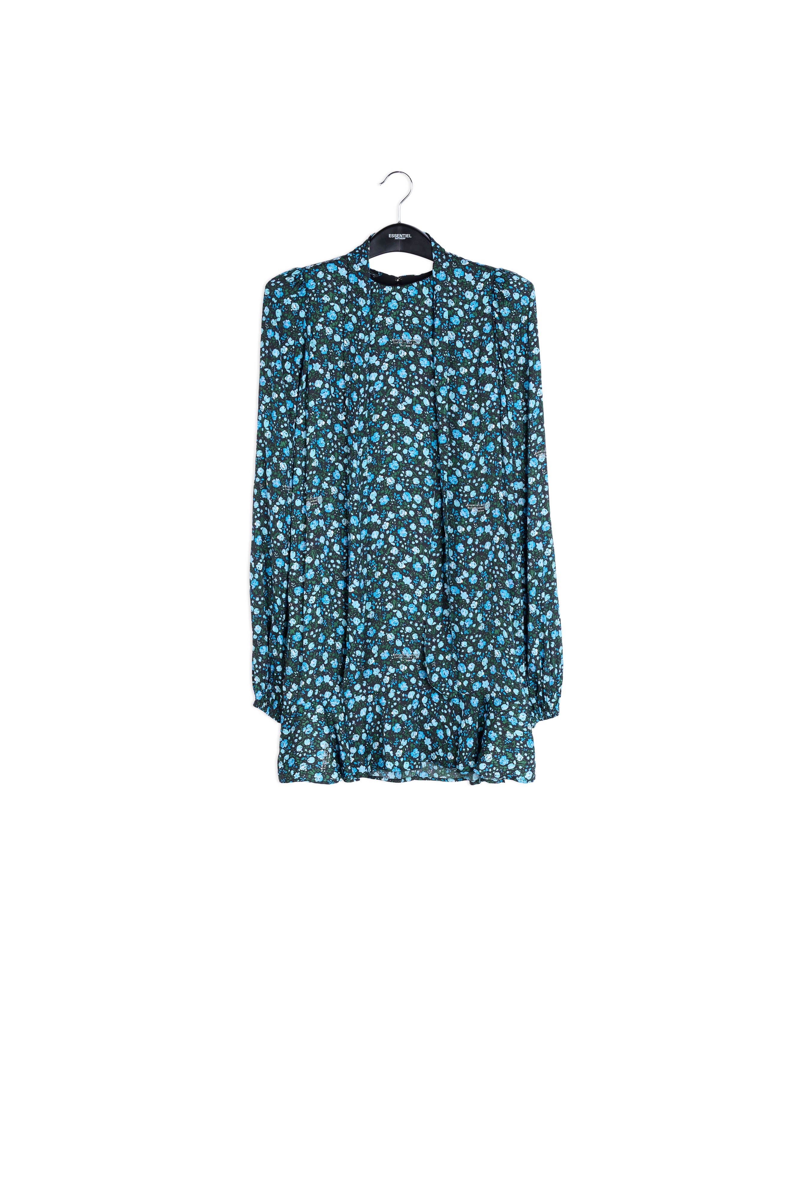 Blue multifloral print mini dress RE—SSENTIEL | Essentiel second hand