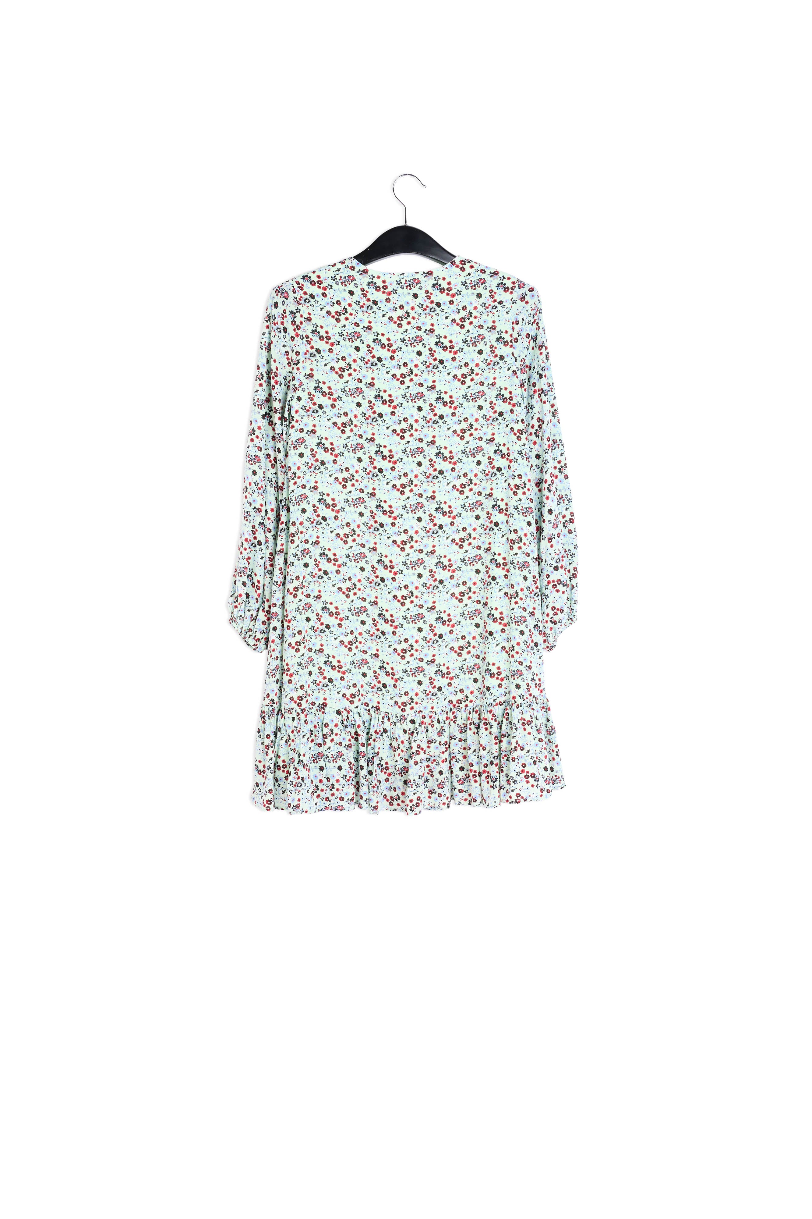 Mint green floral-print wrap mini dress RE—SSENTIEL | Essentiel second hand
