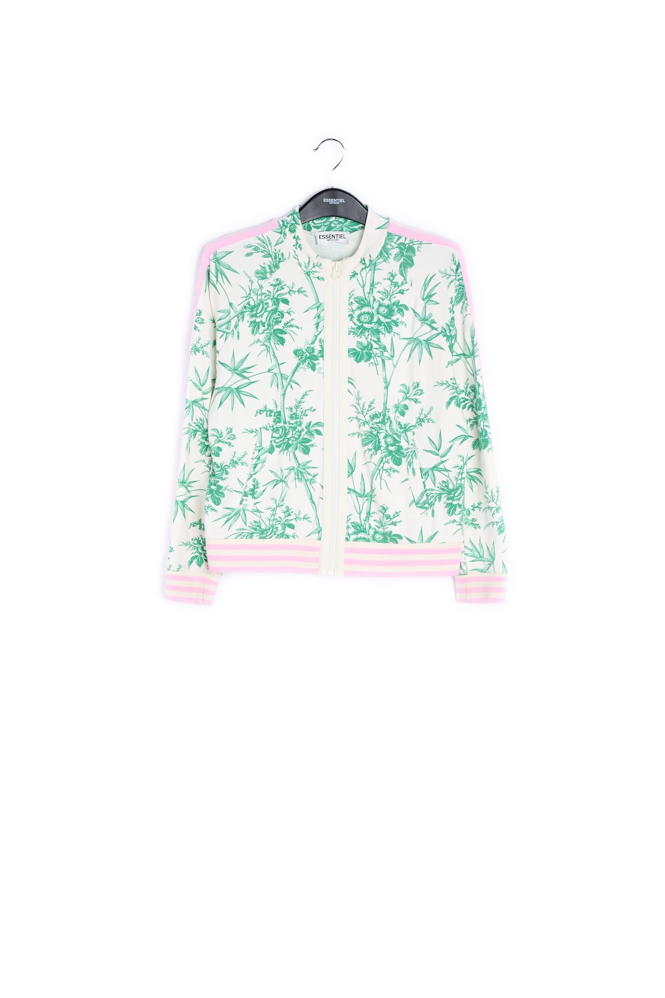 Classic green and white print tracksuit jacket RE—SSENTIEL | Essentiel second hand