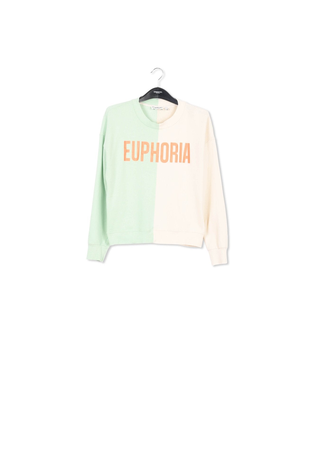 Sweatshirt 'euphoria' vert menthe et beige RE—SSENTIEL | Essentiel second hand