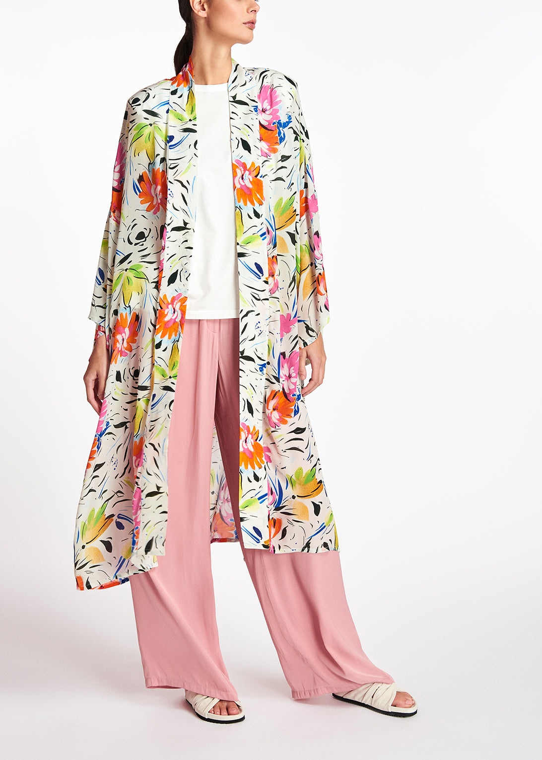 Off-white floral print kimono RE—SSENTIEL | Essentiel second hand
