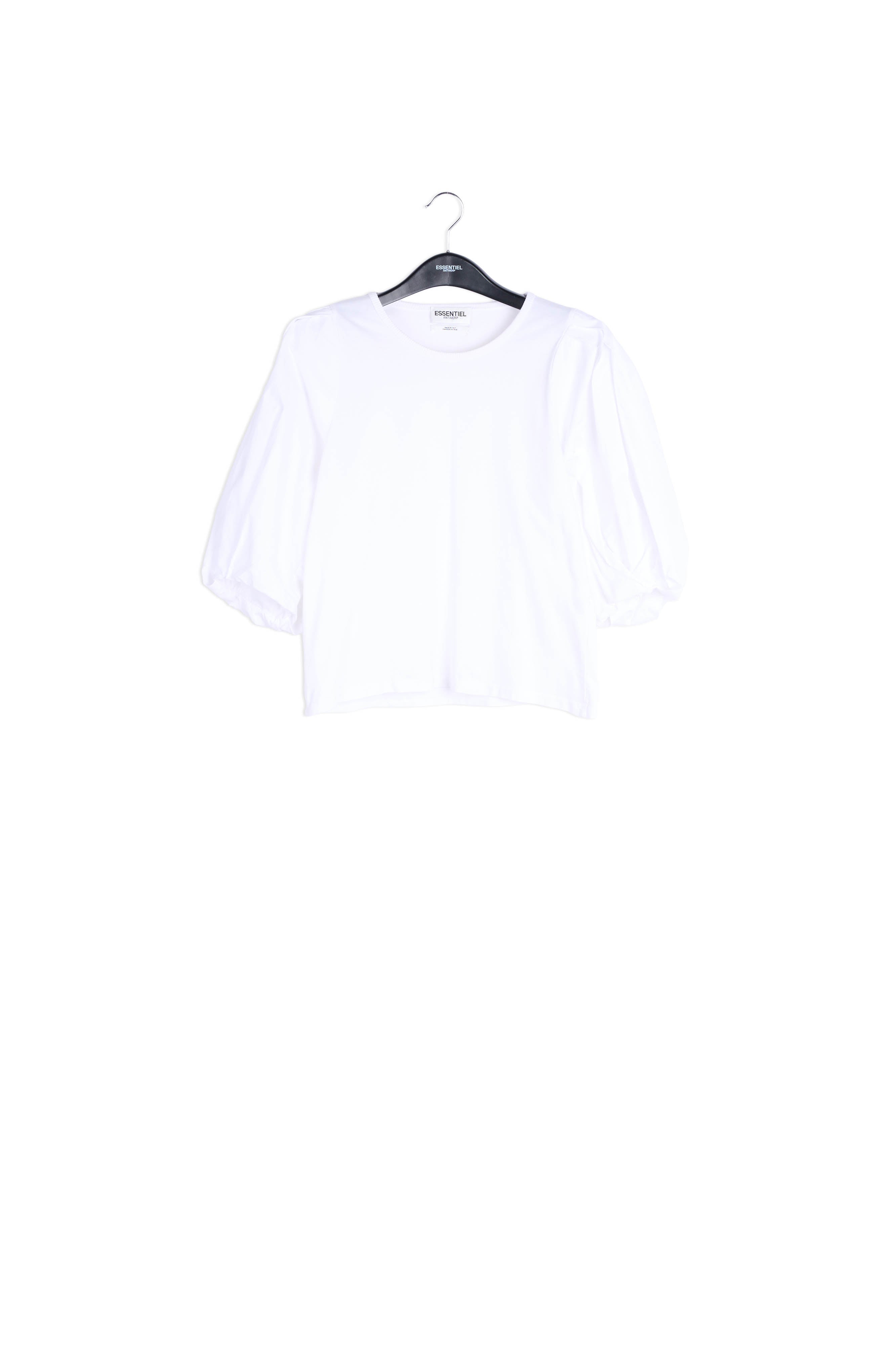 White jersey T-shirt with cotton-poplin sleeves RE—SSENTIEL | Essentiel second hand