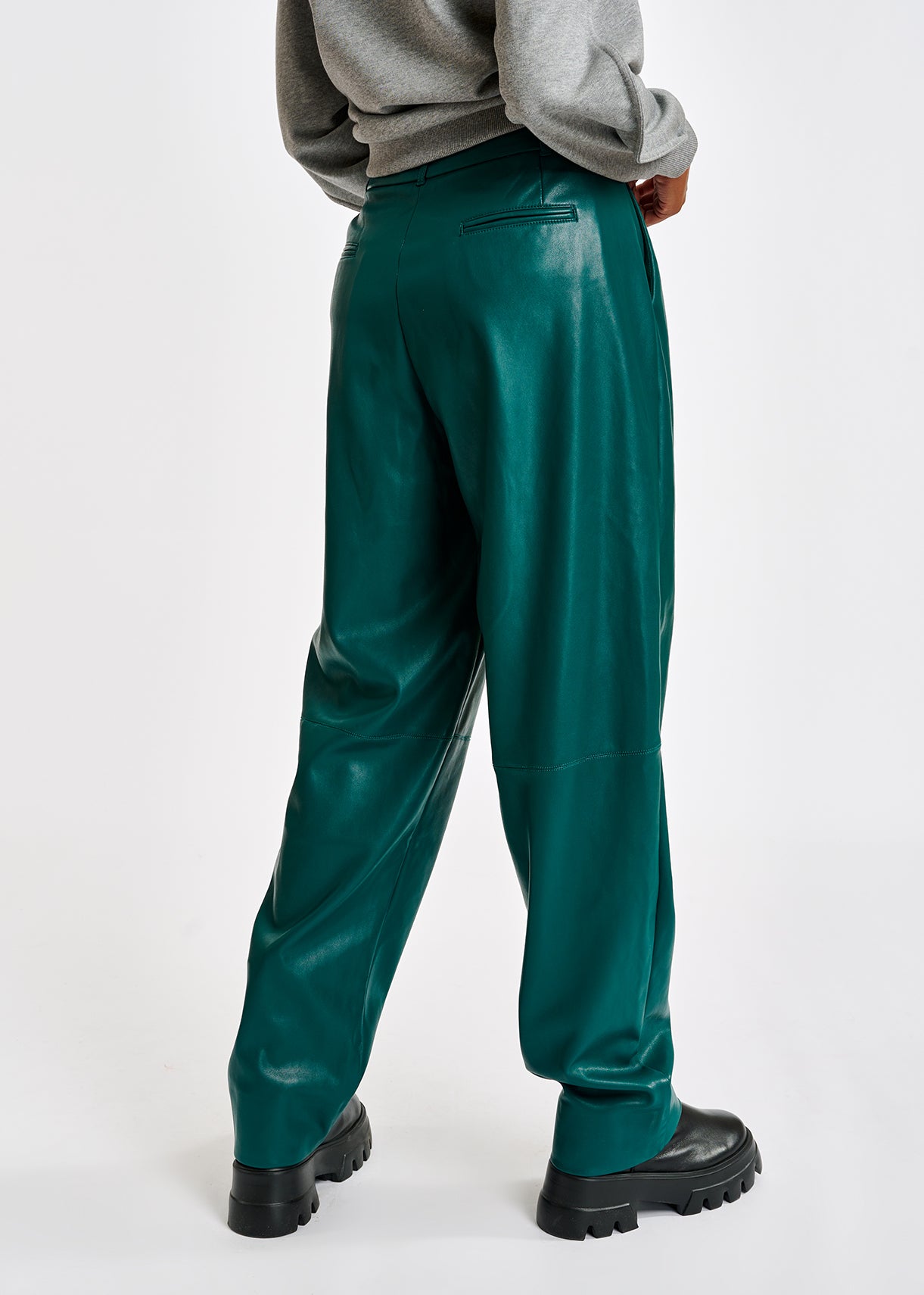 Blue faux leather baggy-fit pants RE—SSENTIEL | Essentiel second hand