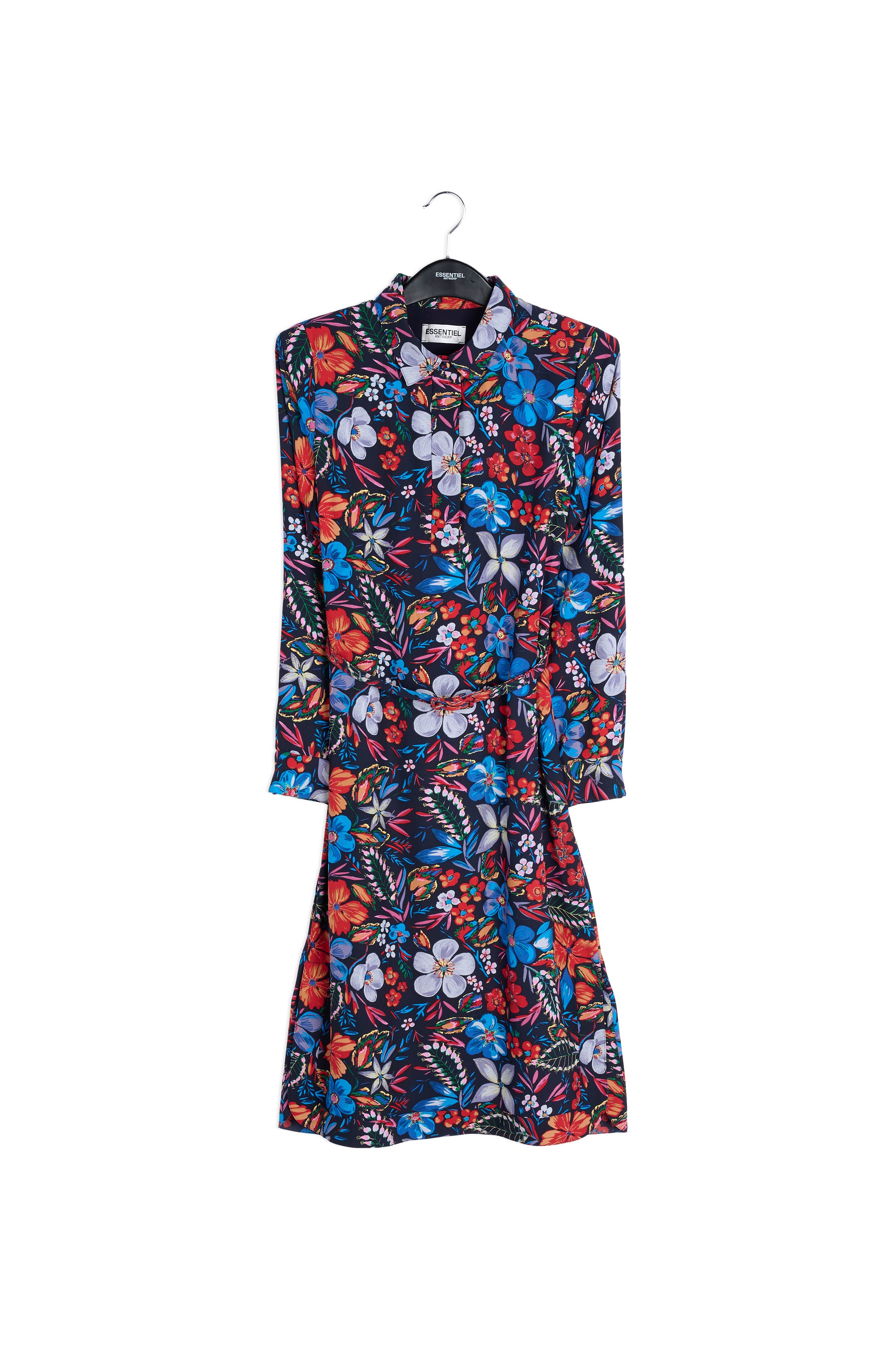 Dark blue floral shirt dress RE—SSENTIEL | Essentiel second hand
