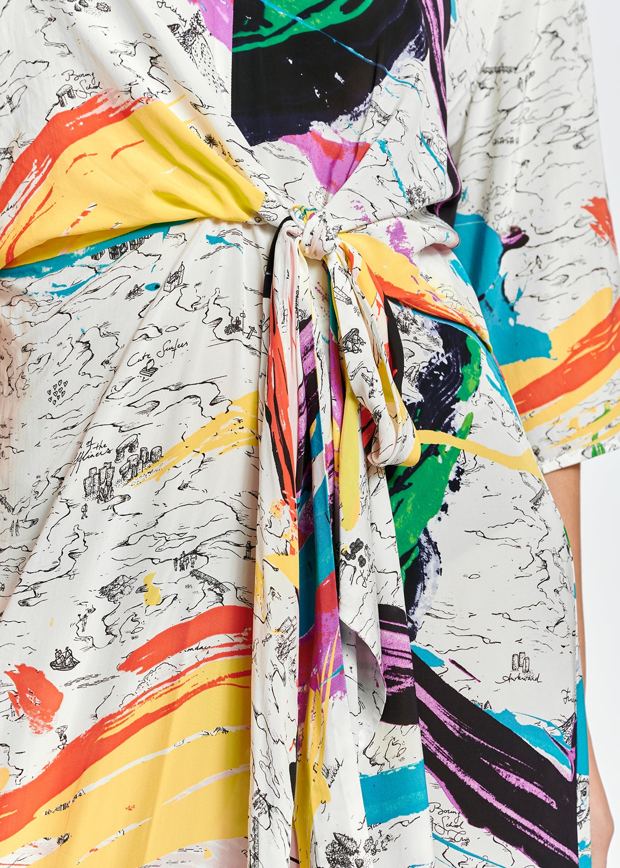 Robe midi blanc cassé à  imprimé multicolore RE—SSENTIEL | Essentiel second hand