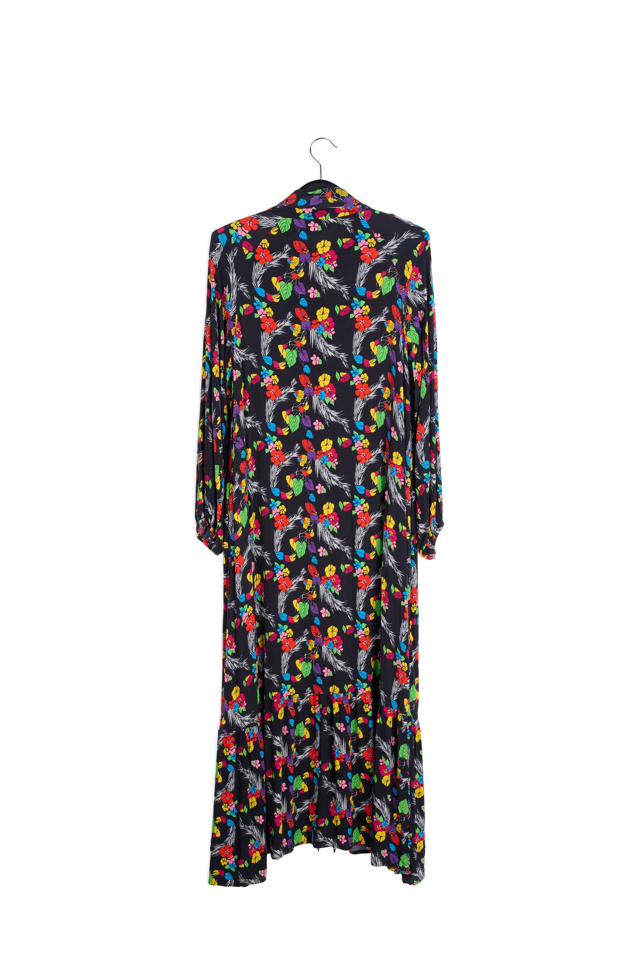 Zwarte maxi-jurk met tropische print RE—SSENTIEL | Essentiel second hand