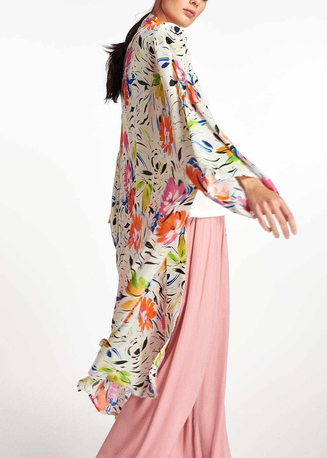 Kimono en blanc cassé à imprimé fleuri RE—SSENTIEL | Essentiel second hand