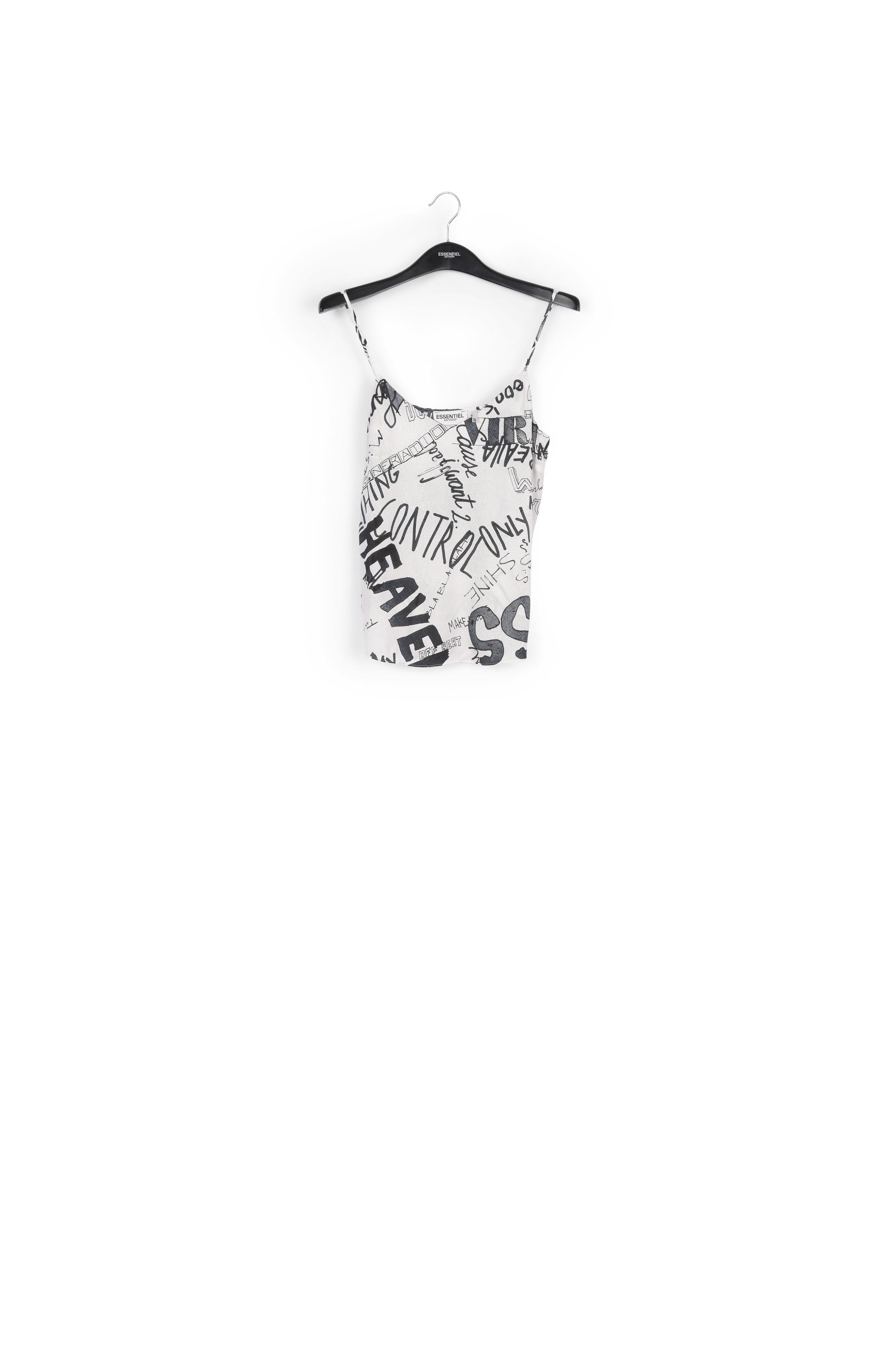 Off-white and black graffiti-print camisole RE—SSENTIEL | Essentiel second hand