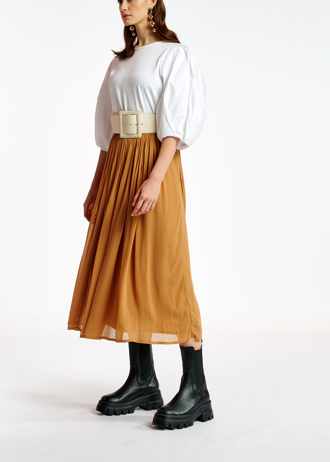 Tan maxi-lenght skirt RE—SSENTIEL | Essentiel second hand