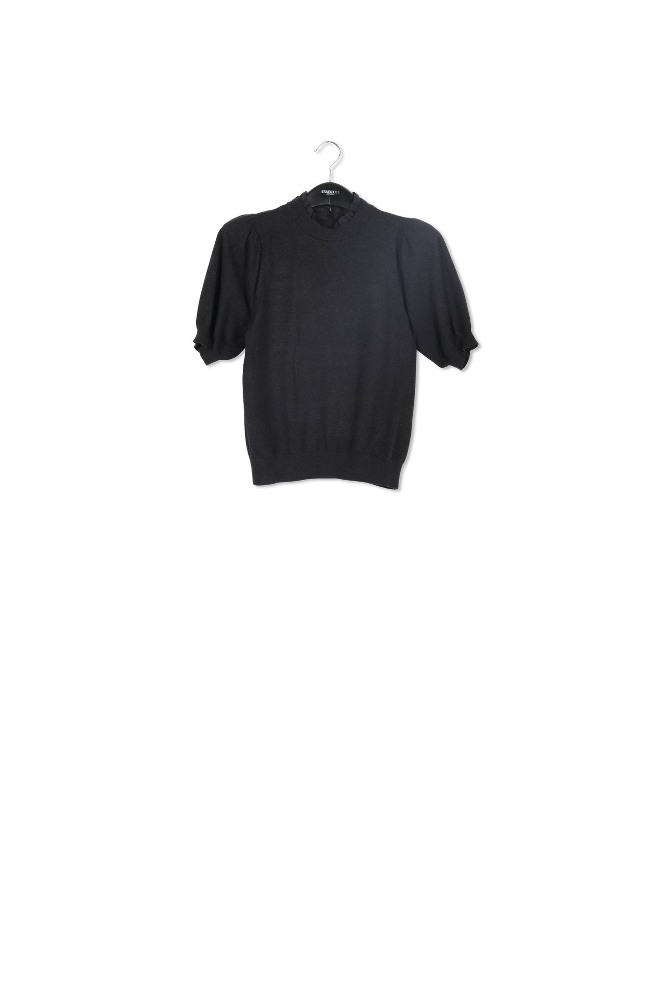 Pull noir à  manches courtes avec col montant RE—SSENTIEL | Essentiel second hand