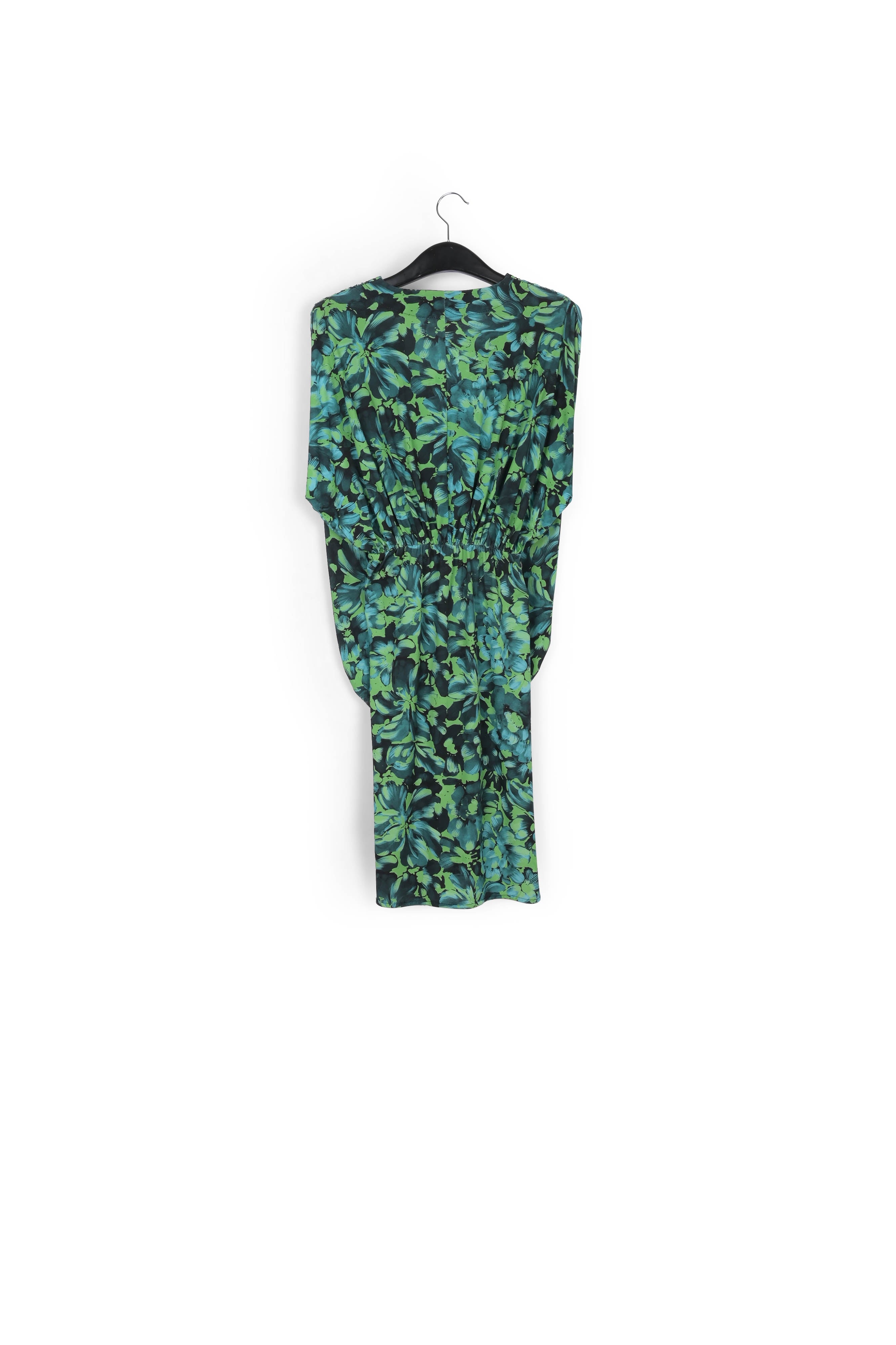 Robe cache-cœur verte et bleue avec draperie RE—SSENTIEL | Essentiel second hand