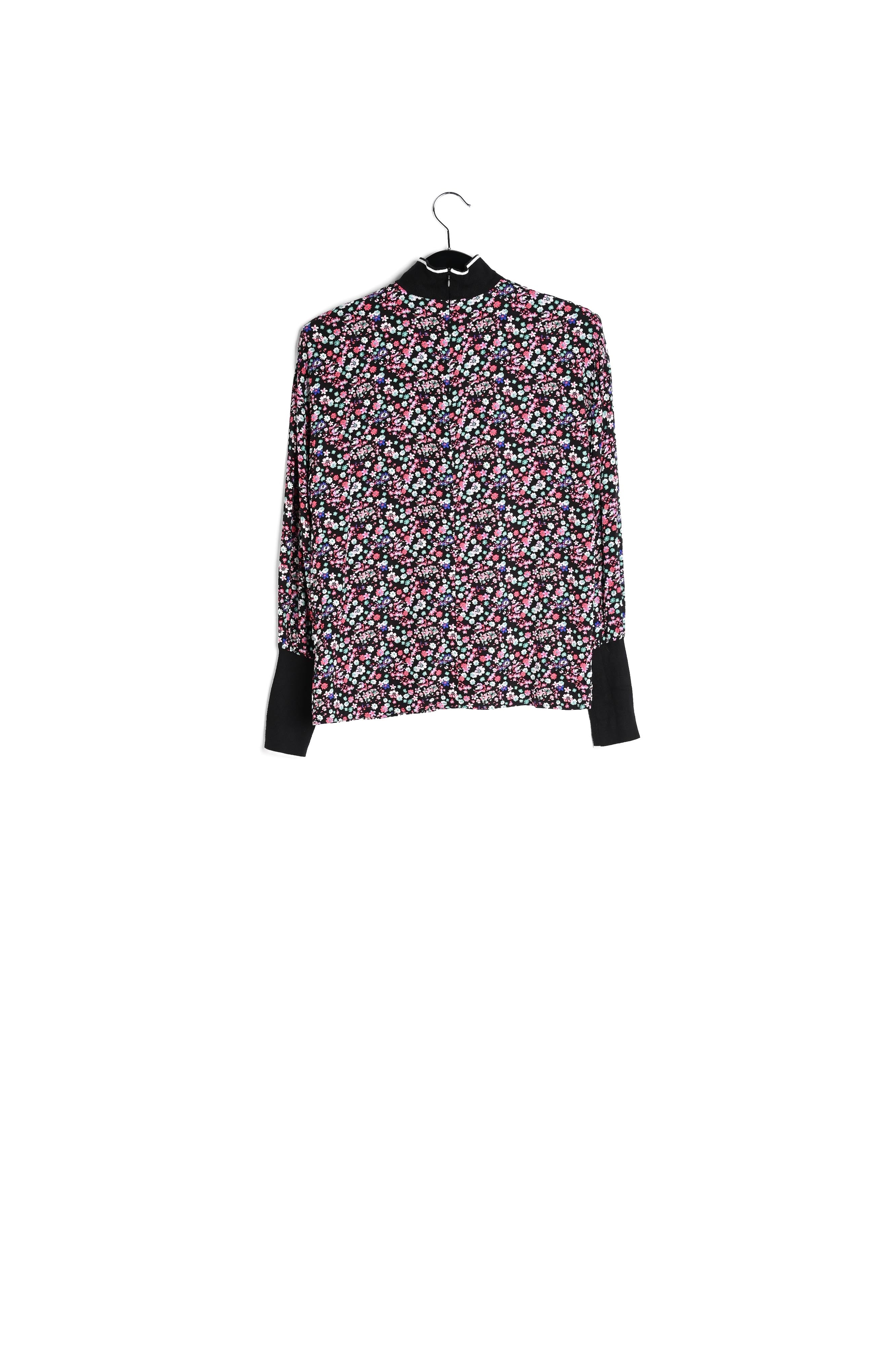 Top noir à fleurs avec bords contrastants RE—SSENTIEL | Essentiel second hand