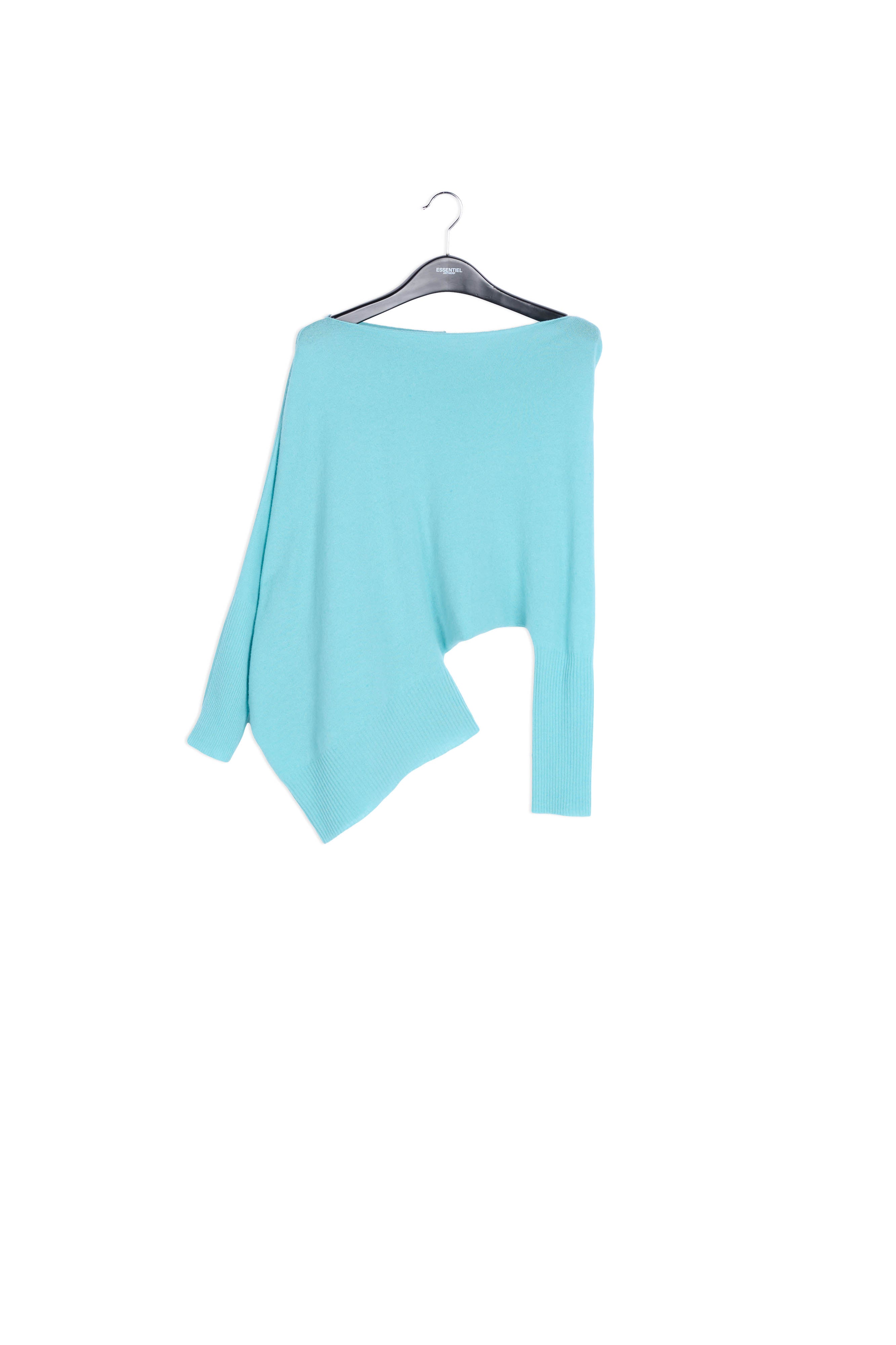 Blue asymmetric knitted oversized sweater RE—SSENTIEL | Essentiel second hand