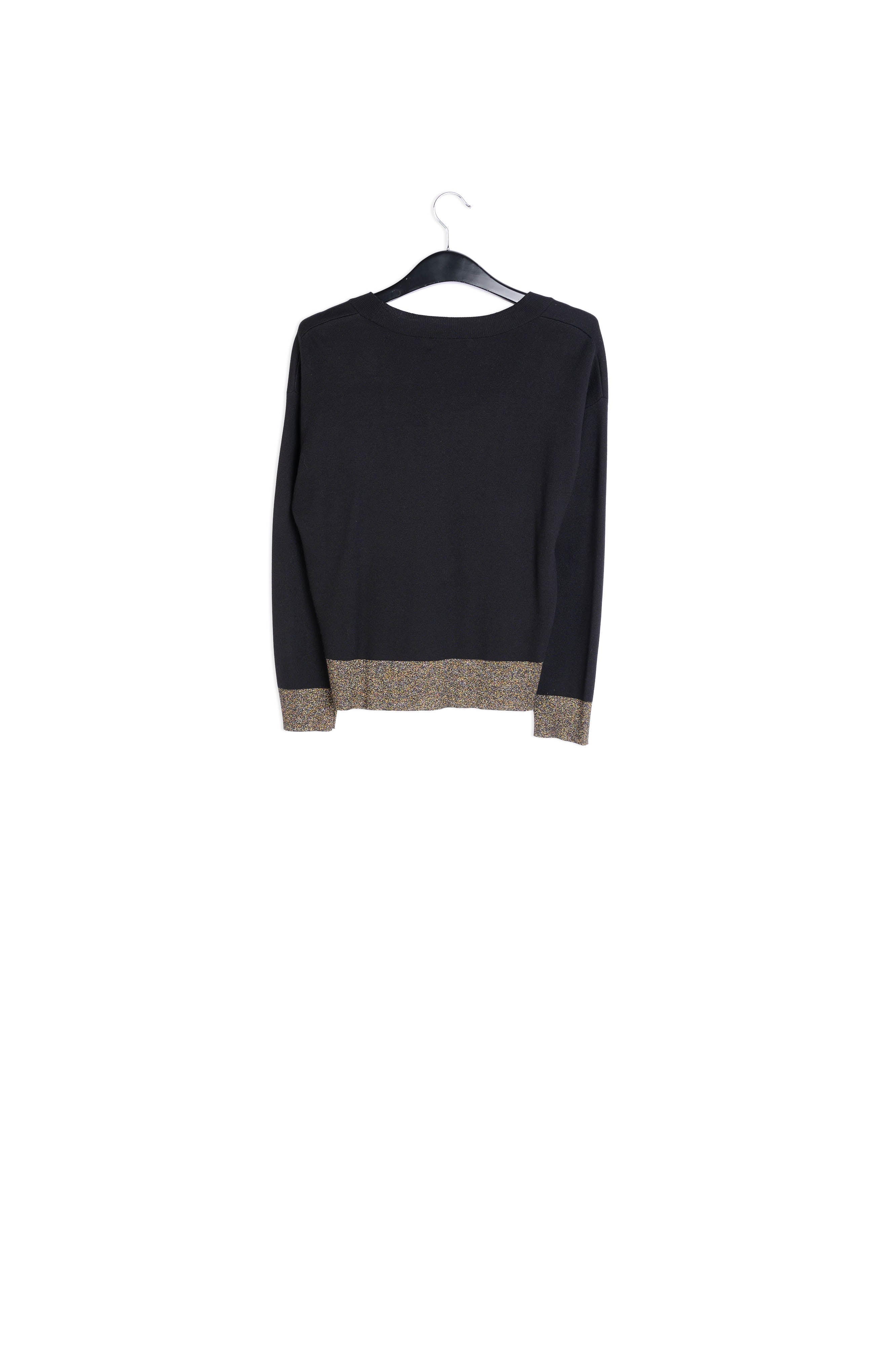 Zwarte en gouden trui met V-hals RE—SSENTIEL | Essentiel second hand