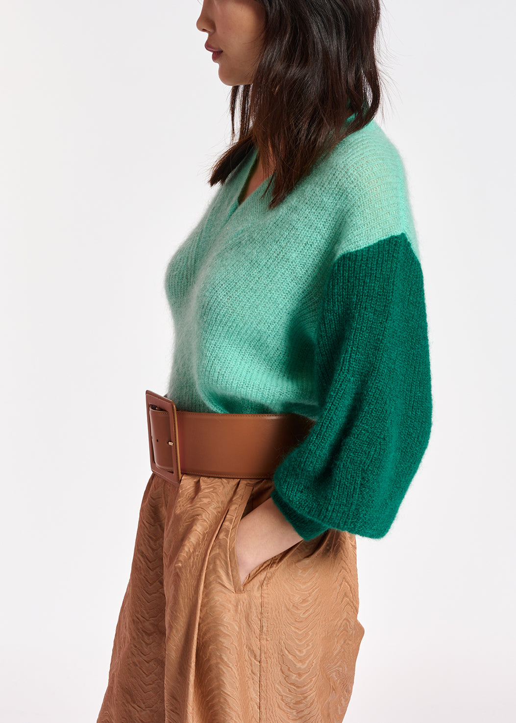 Turquoise v-neck mohair-blend sweater RE—SSENTIEL | Essentiel second hand