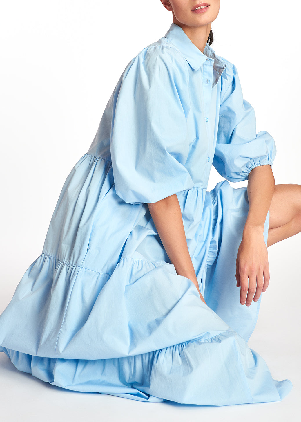Voluminous blue A-line shirt dress RE—SSENTIEL | Essentiel second hand