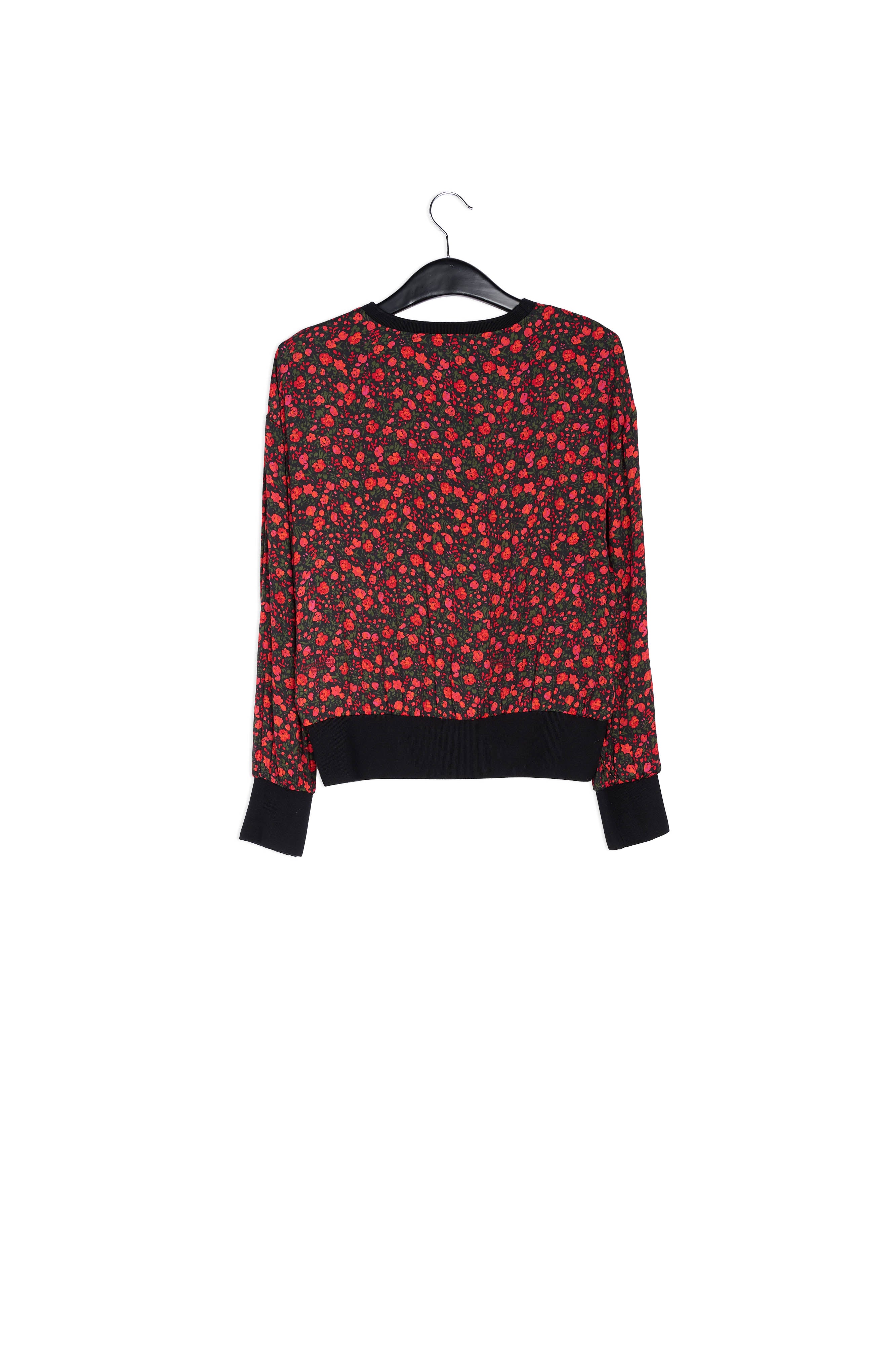 Top met zwarte en rode bloemenprint RE—SSENTIEL | Essentiel second hand