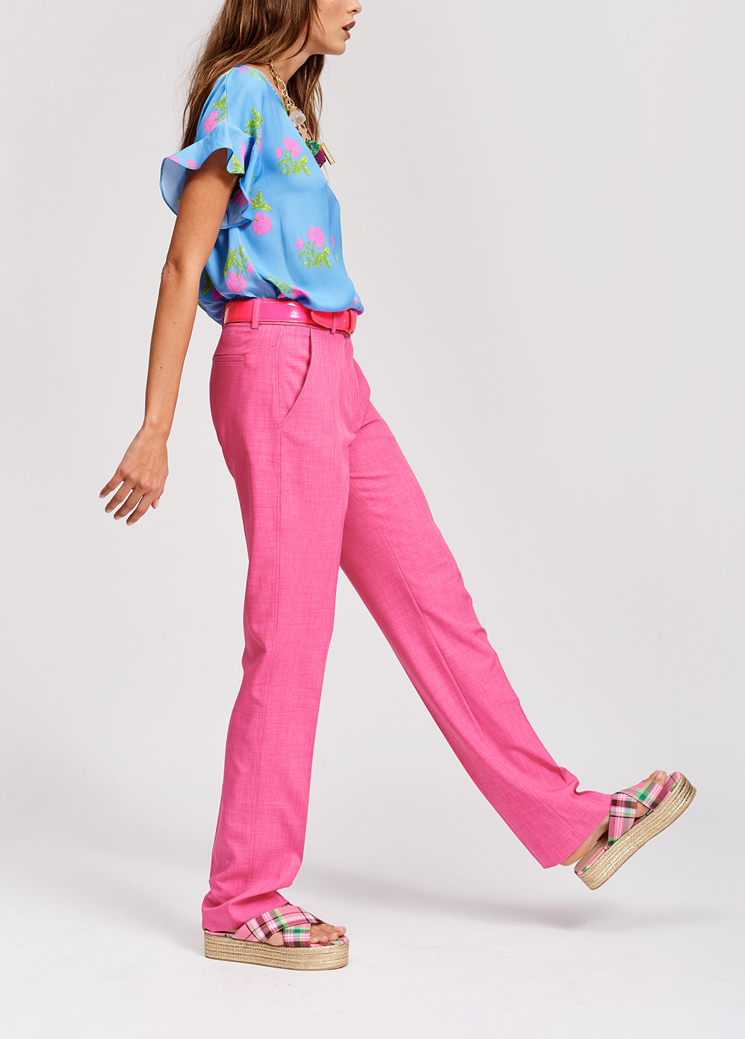 Hot pink tailored trousers RE—SSENTIEL | Essentiel second hand