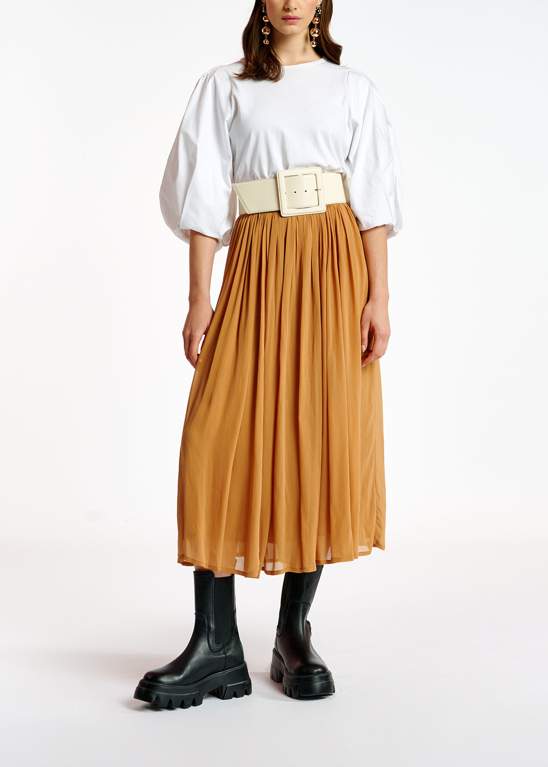 Tan maxi-lenght skirt RE—SSENTIEL | Essentiel second hand