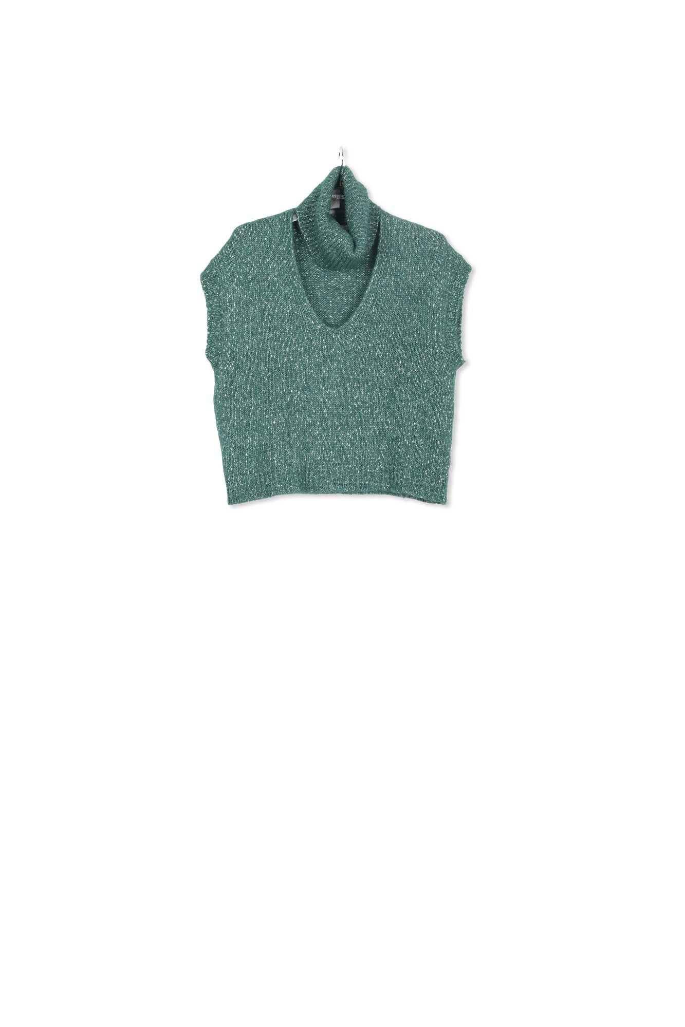 Dark green mélange sleeveless sweater with separate collar RE—SSENTIEL | Essentiel second hand
