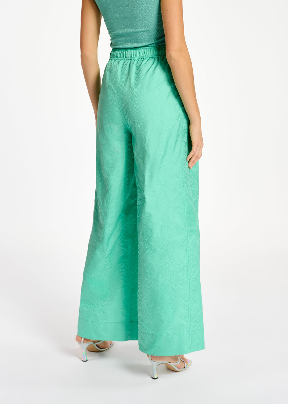 Pantalon large en jacquard turquoise RE—SSENTIEL | Essentiel second hand