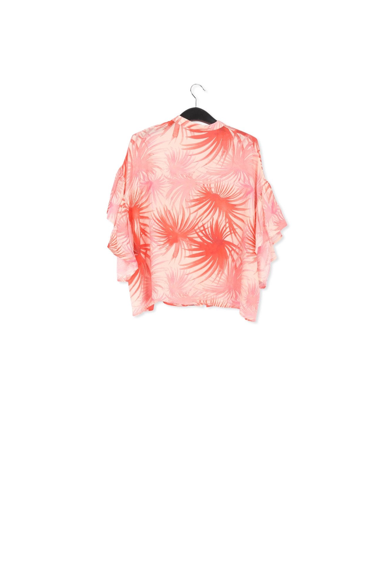 Top à  volants orange imprimé de feuilles de palmier RE—SSENTIEL | Essentiel second hand