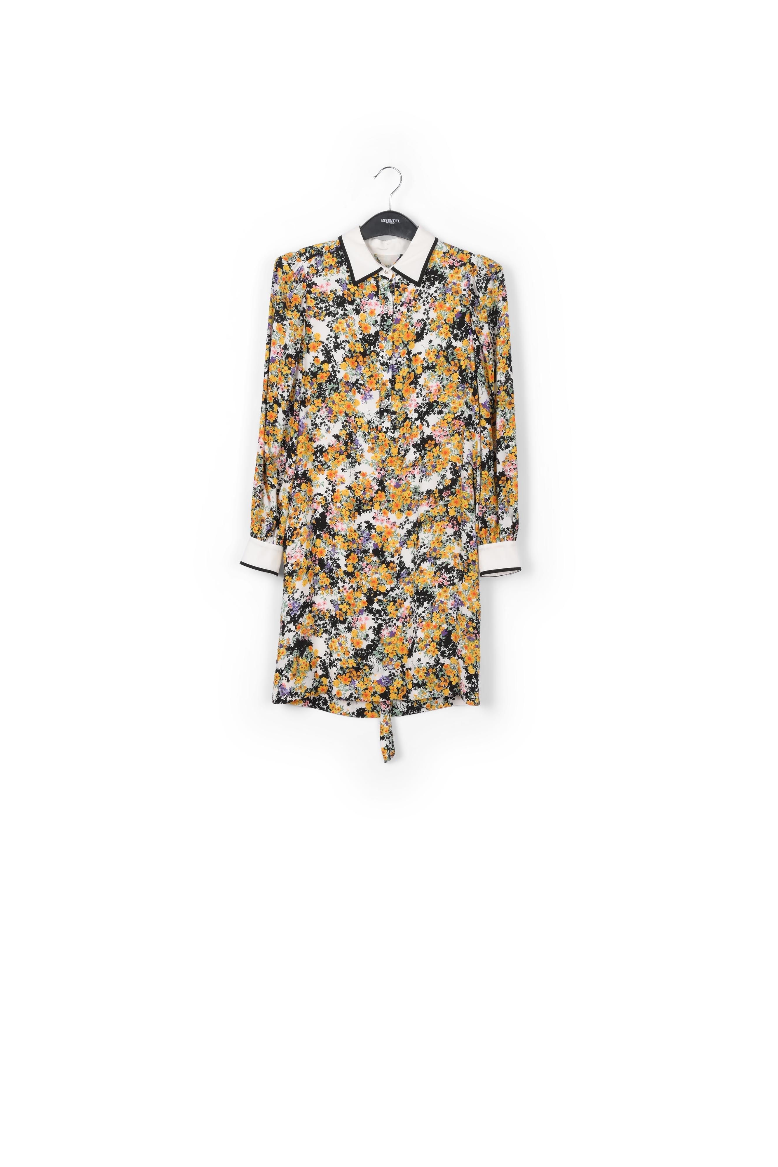 Mini robe chemise blanc cassé à fleurs RE—SSENTIEL | Essentiel second hand