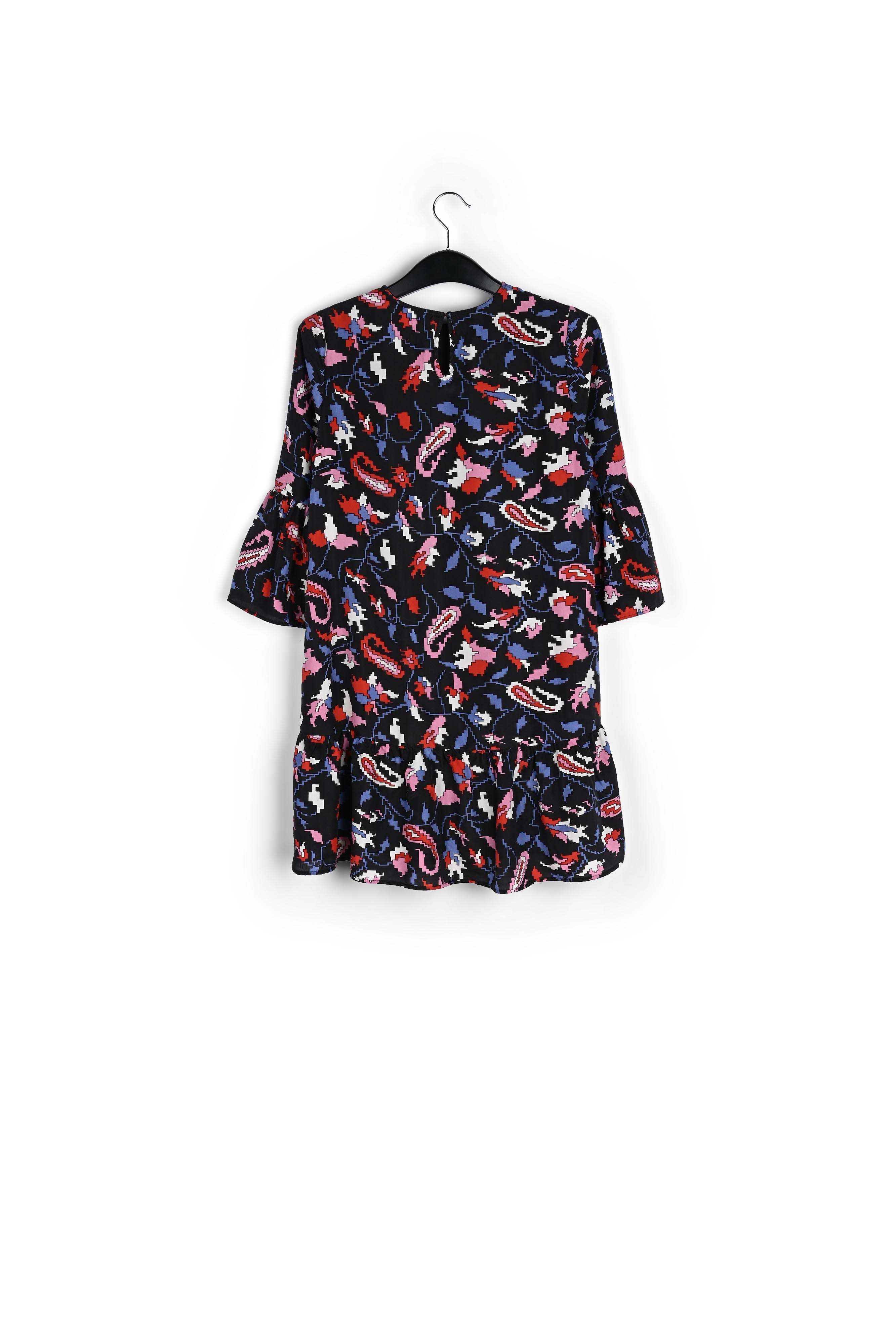 Bruine zijden gebloemde mini-jurk RE—SSENTIEL | Essentiel second hand