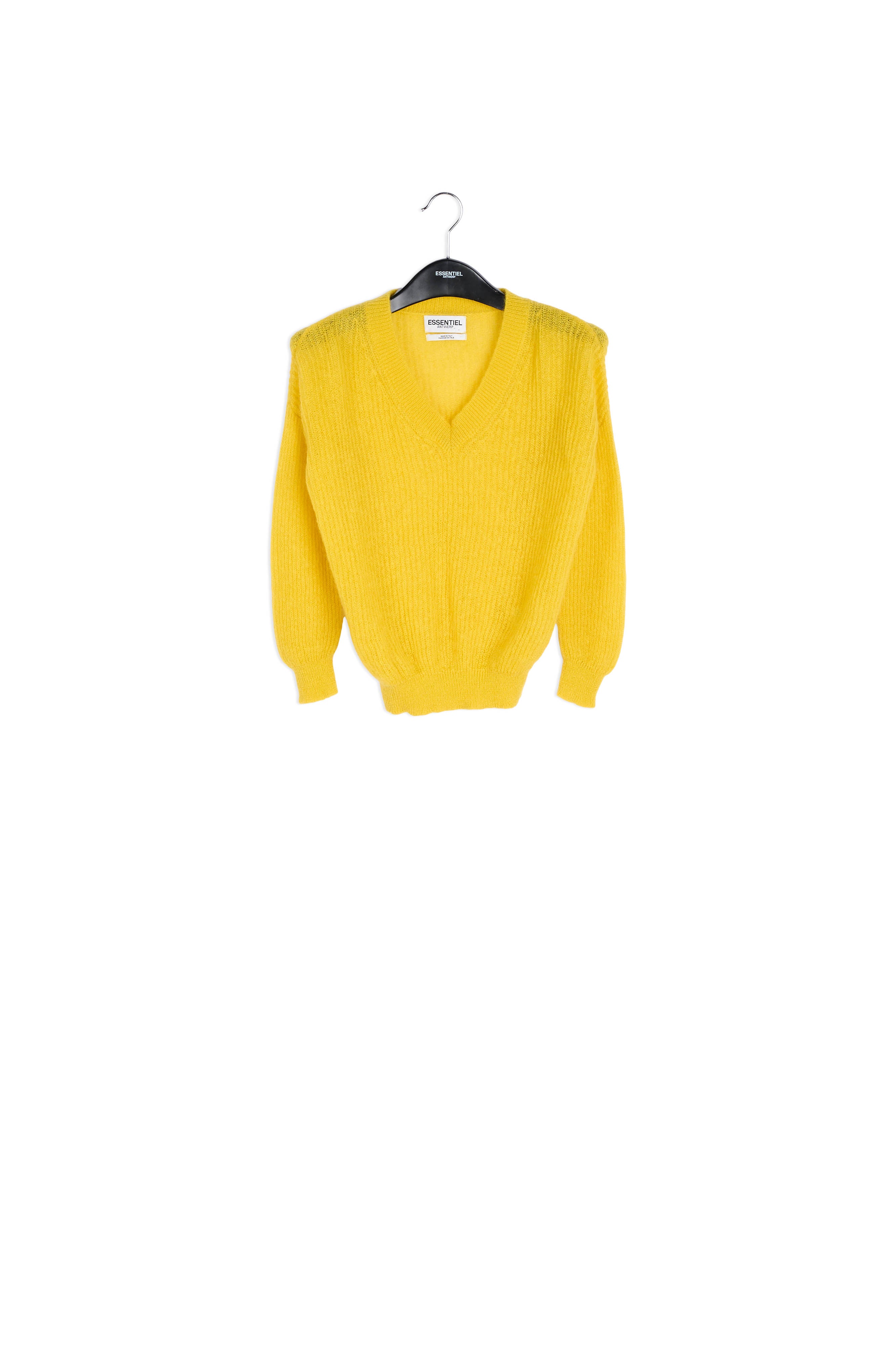 Yellow mohair blend v-neck sweater RE—SSENTIEL | Essentiel second hand