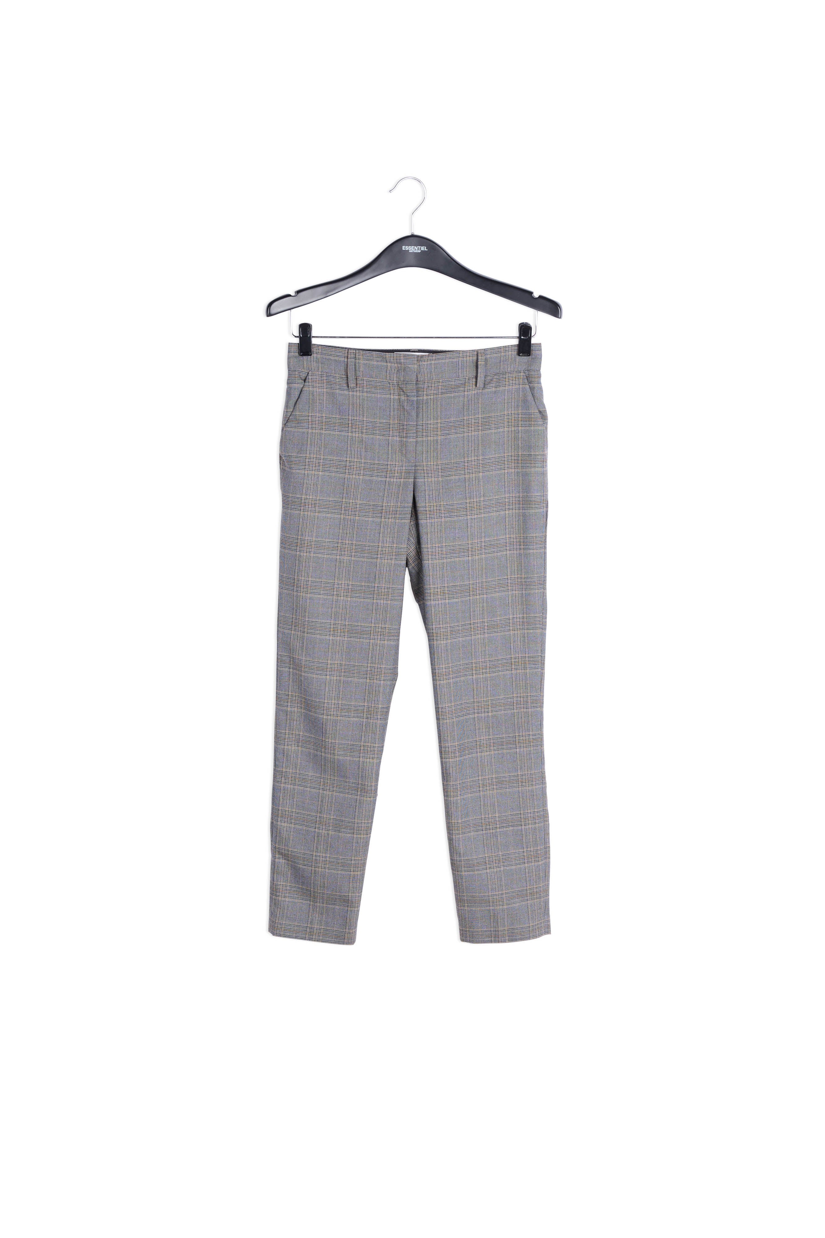 Pantalon gris 7/8me fuselé à carreaux RE—SSENTIEL | Essentiel second hand