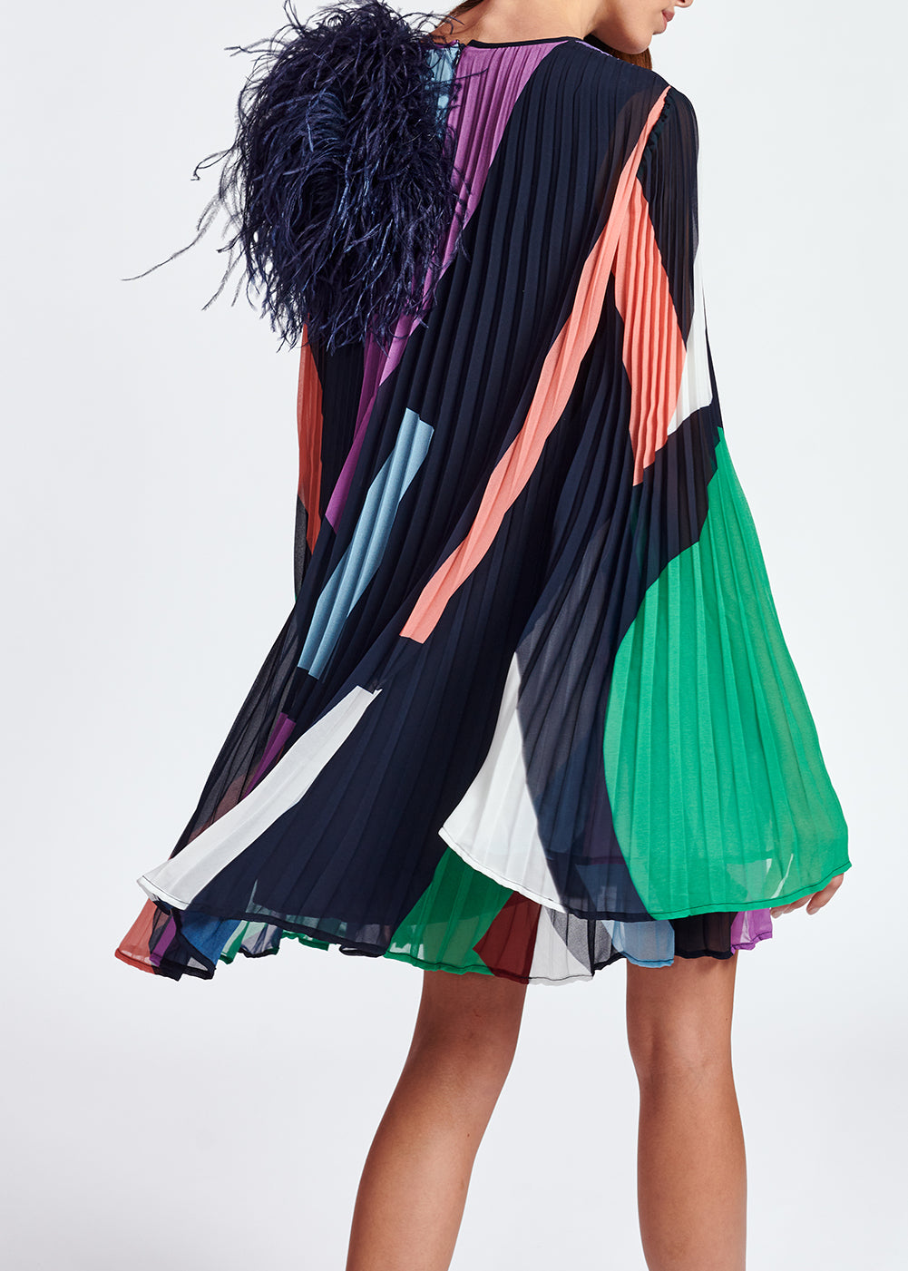 Pink watercolor print plissé mini dress RE—SSENTIEL | Essentiel second hand