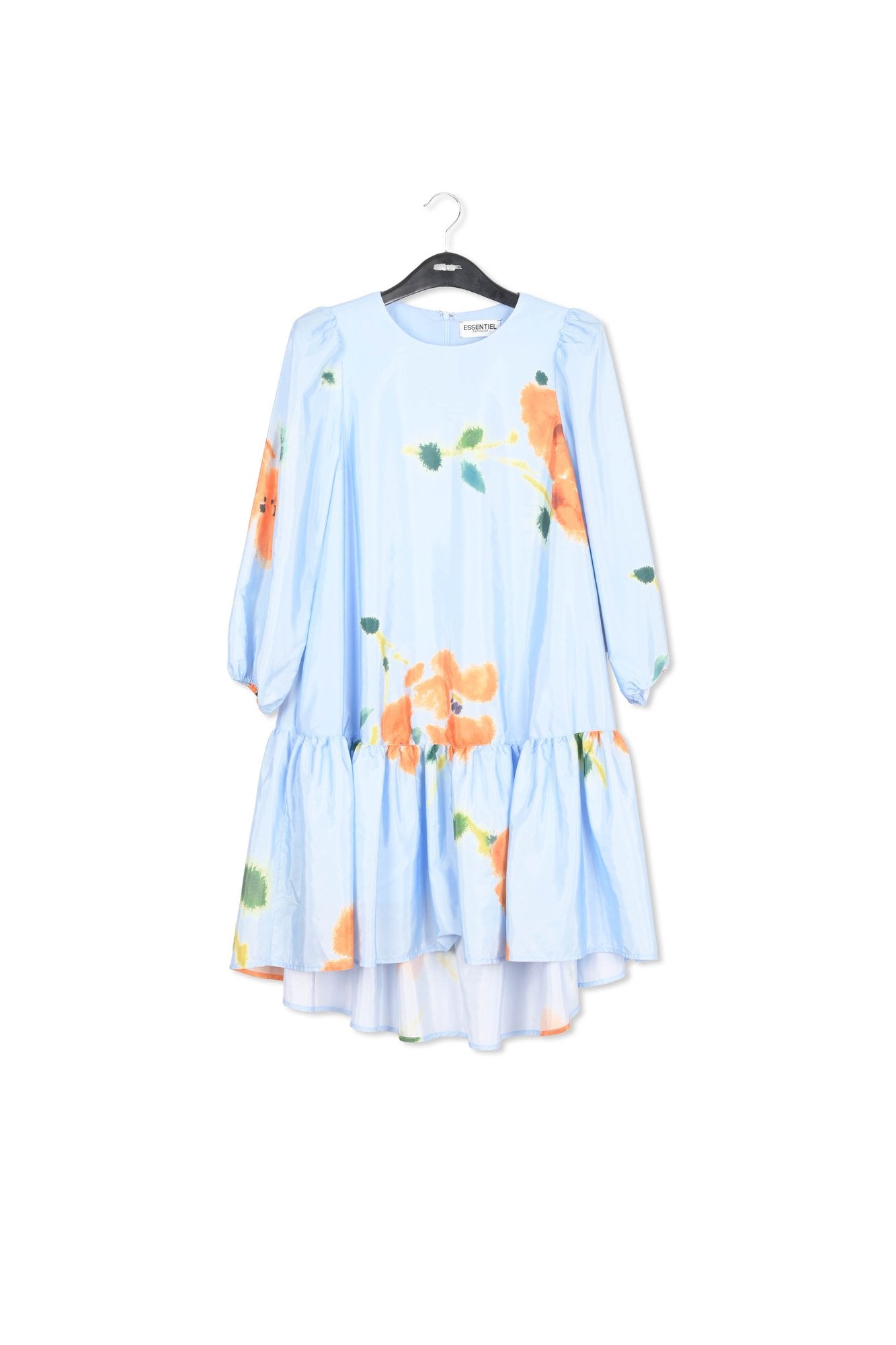 Blue floral print oversized mini dress RE—SSENTIEL | Essentiel second hand