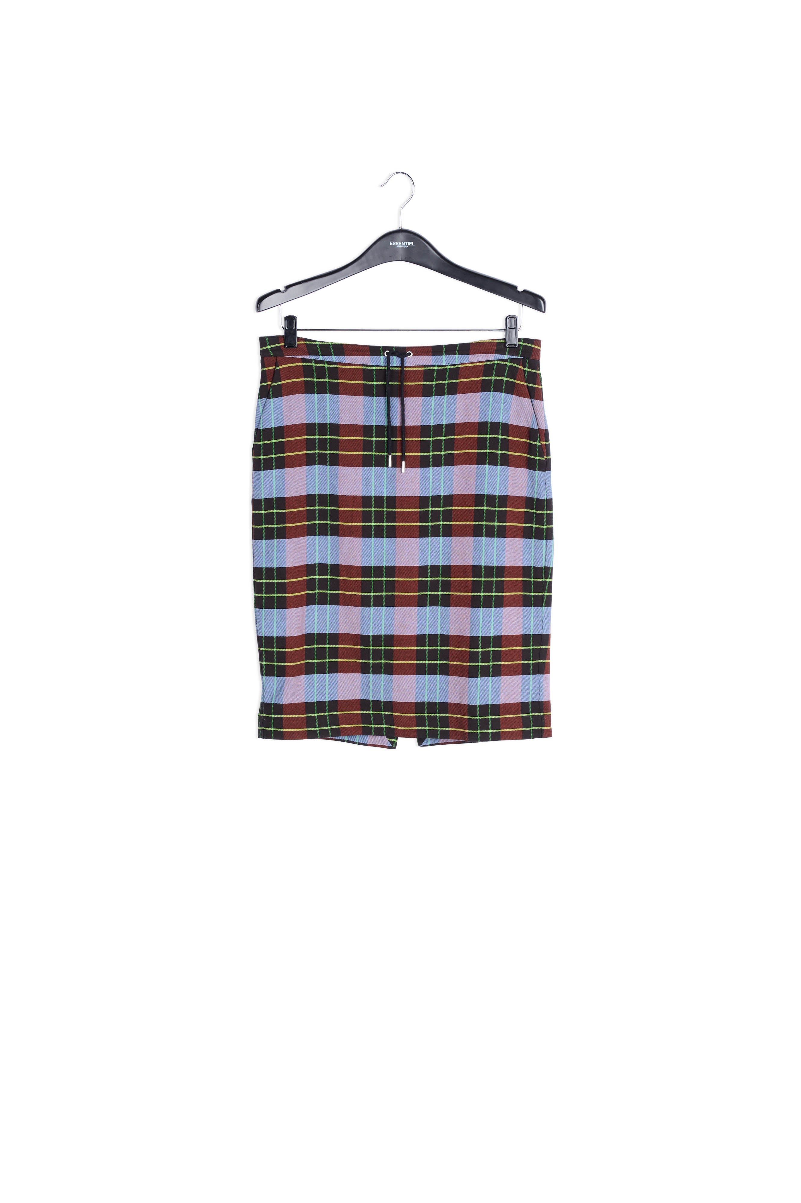 Light blue, burgundy and black plaid midi skirt RE—SSENTIEL | Essentiel second hand