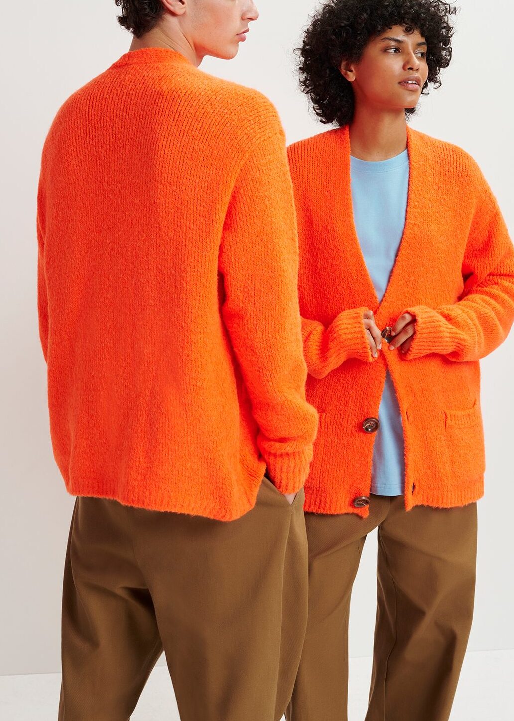 Neon orange chunky knit cardigan RE—SSENTIEL | Essentiel second hand