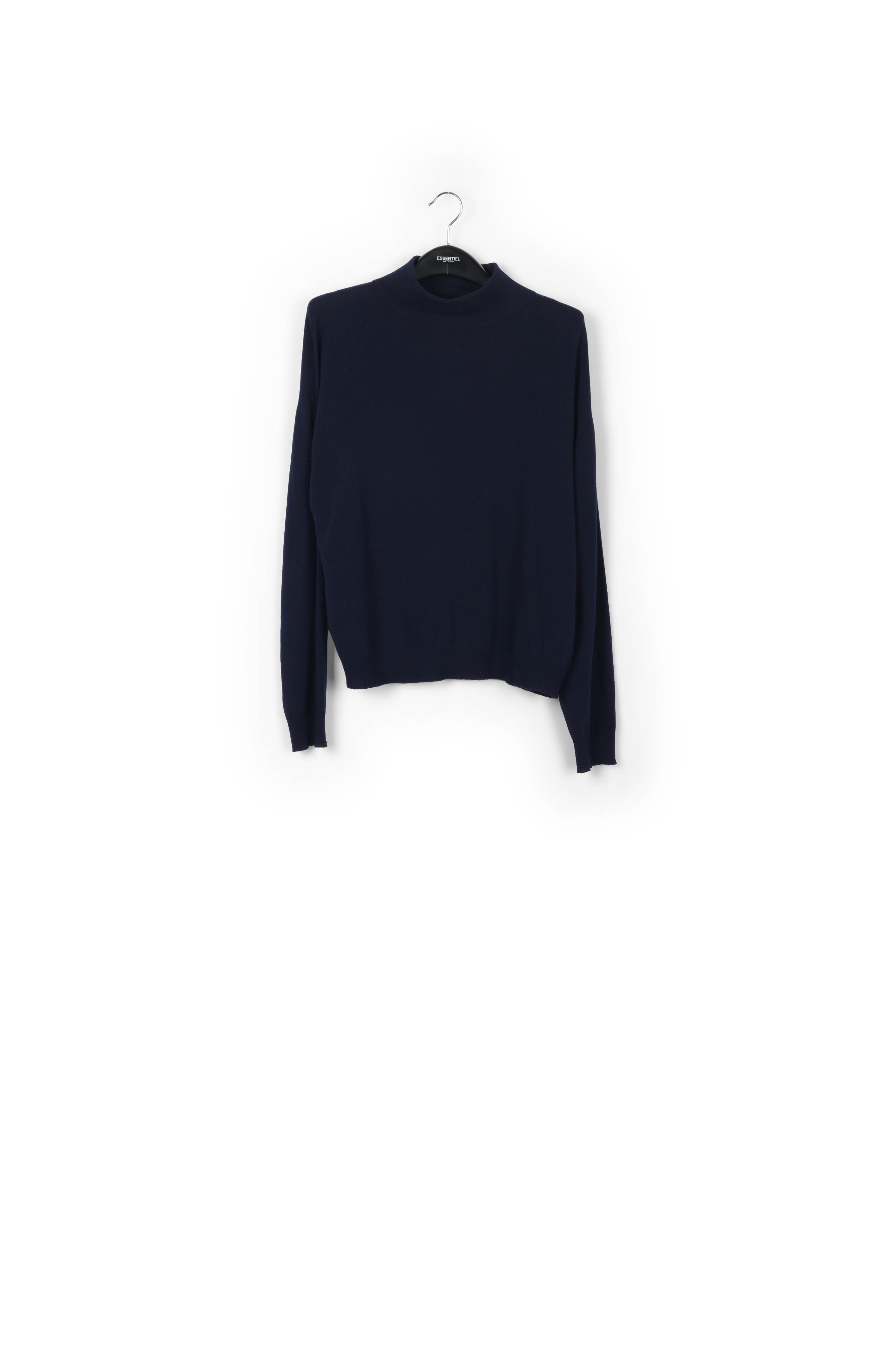 Pull à col roulé bleu foncé en mélange de mérinos RE—SSENTIEL | Essentiel second hand
