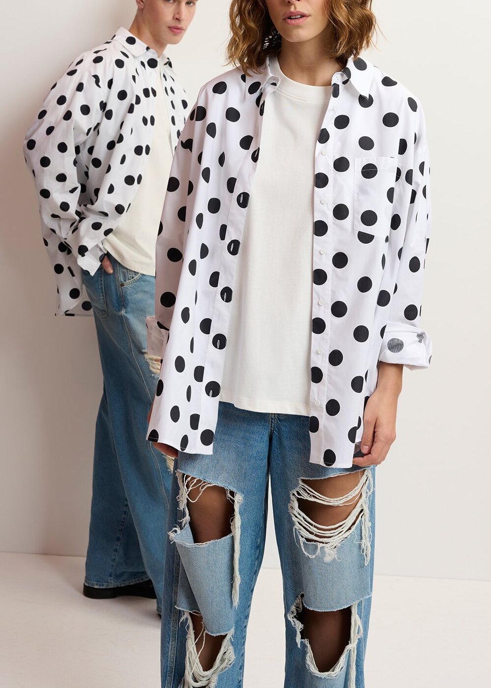 Distressed wide-leg blue jeans RE—SSENTIEL | Essentiel second hand