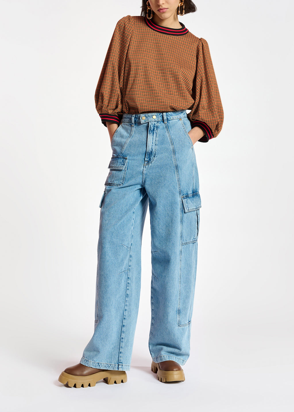 Jean treillis bleu aux jambes larges RE—SSENTIEL | Essentiel second hand