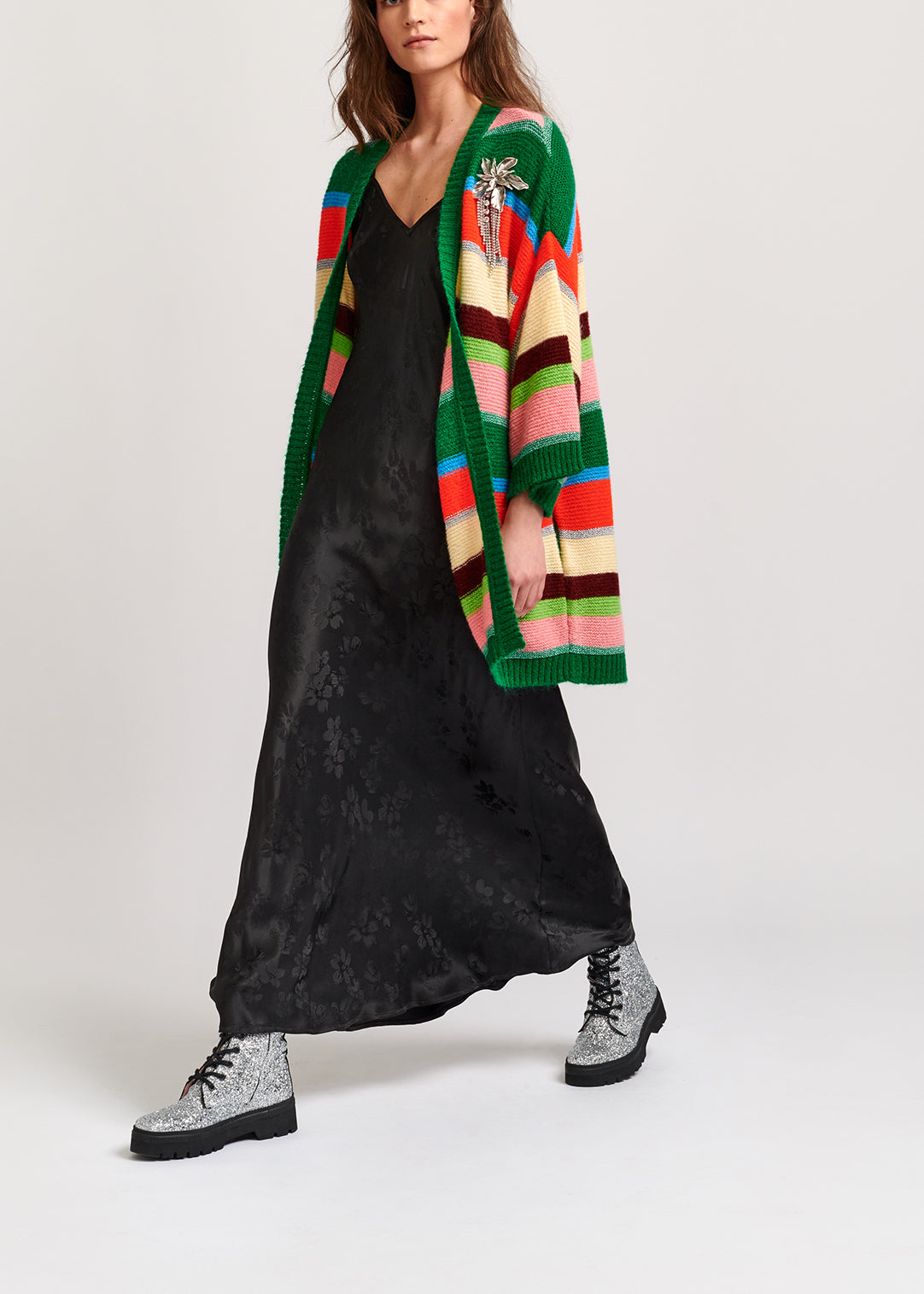 Green, orange and pink striped cardigan RE—SSENTIEL | Essentiel second hand