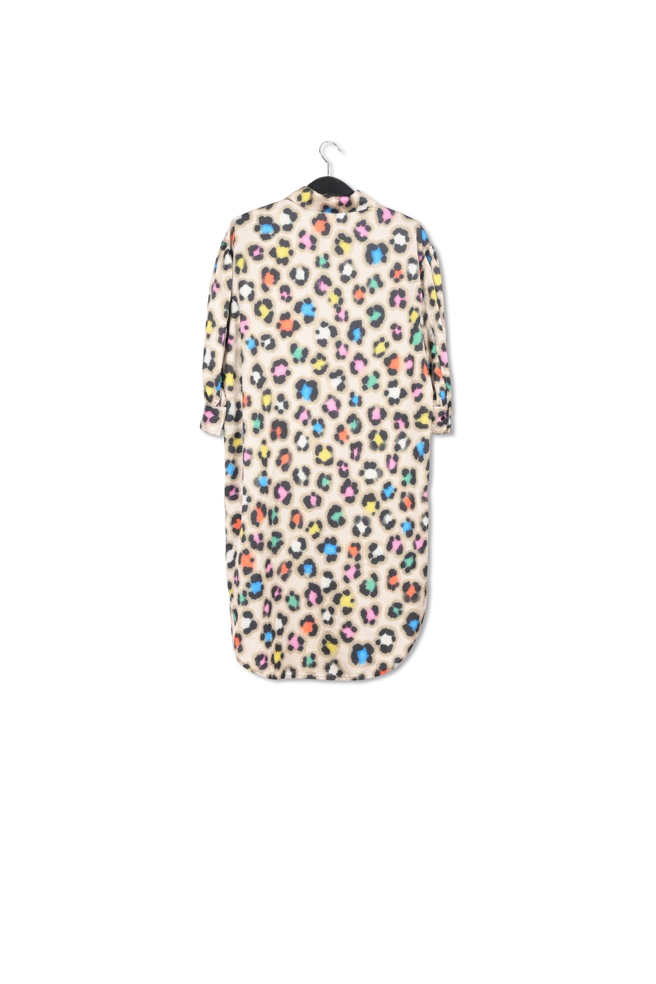 Beige knee-length shirt dress with multicolor leopard print RE—SSENTIEL | Essentiel second hand