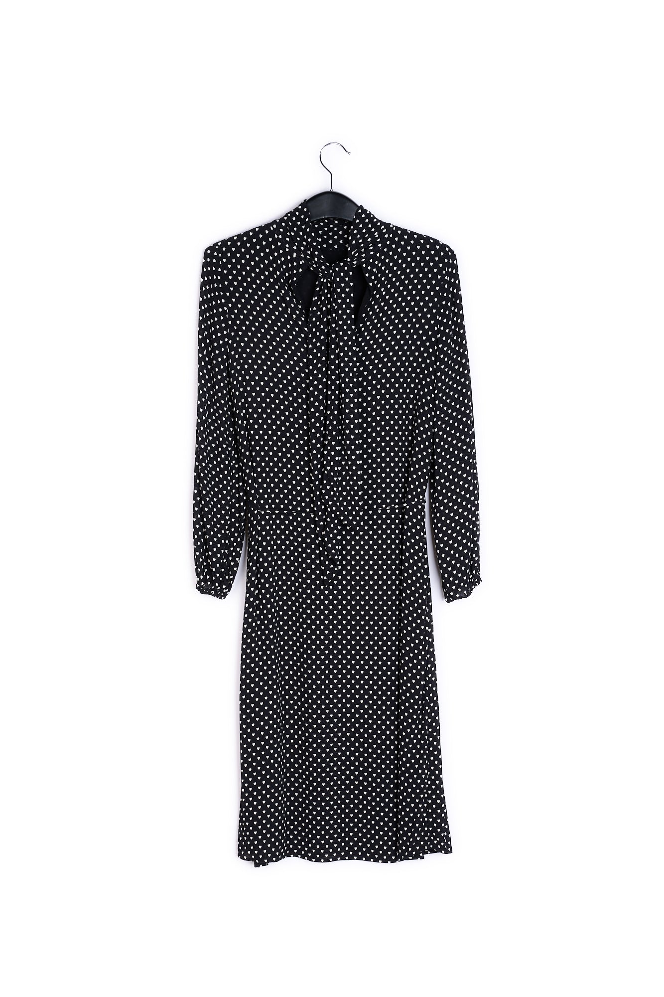 Zwarte halflange jurk met hartjes RE—SSENTIEL | Essentiel second hand