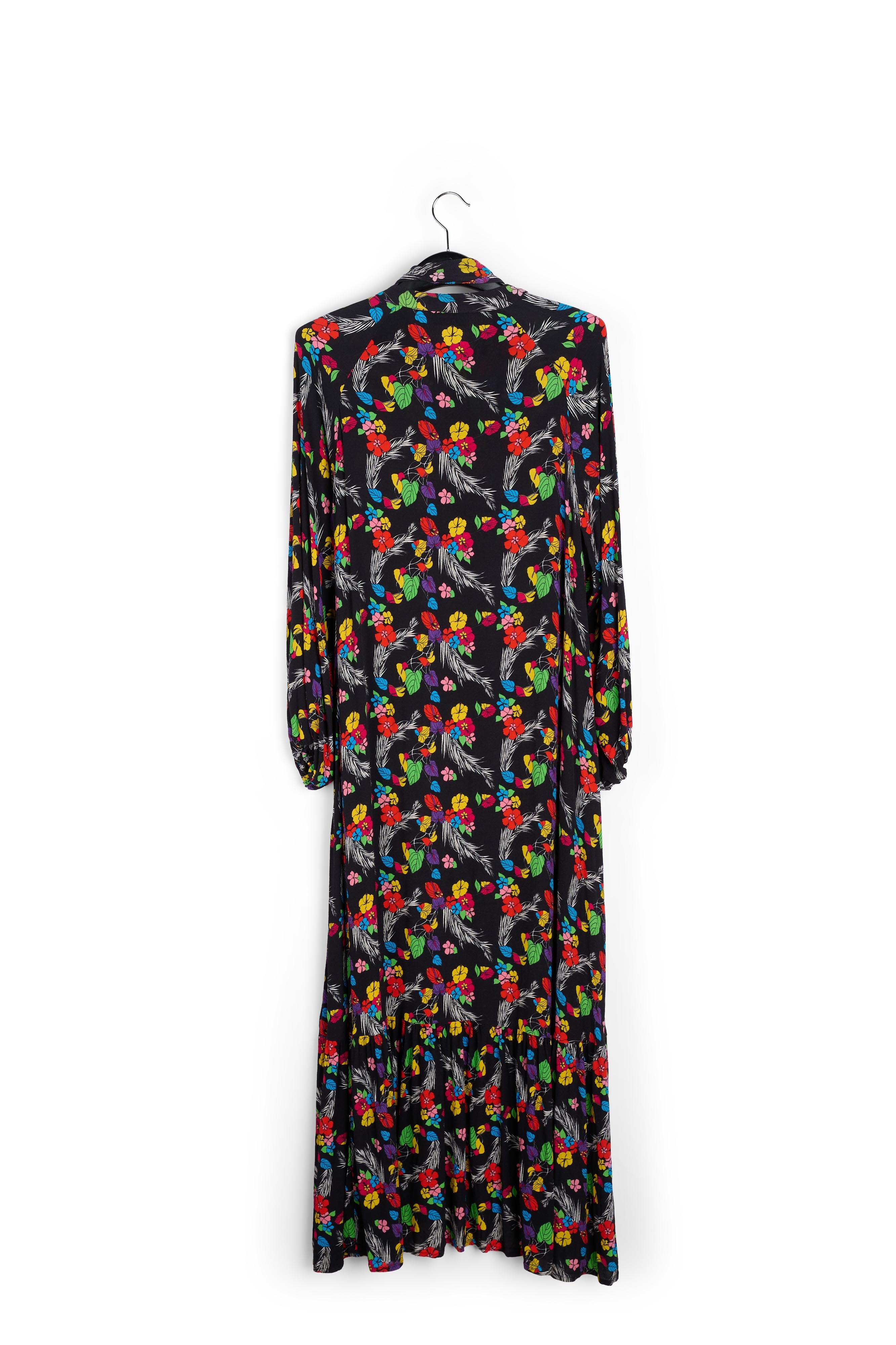 Black tropical print maxi dress RE—SSENTIEL | Essentiel second hand