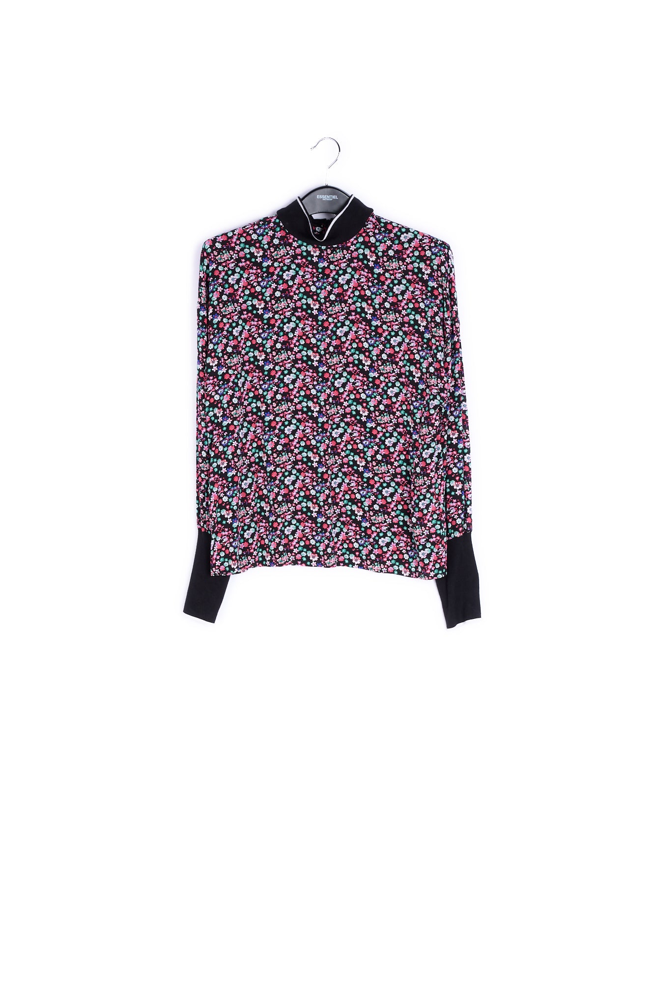 Top noir à fleurs avec bords contrastants RE—SSENTIEL | Essentiel second hand