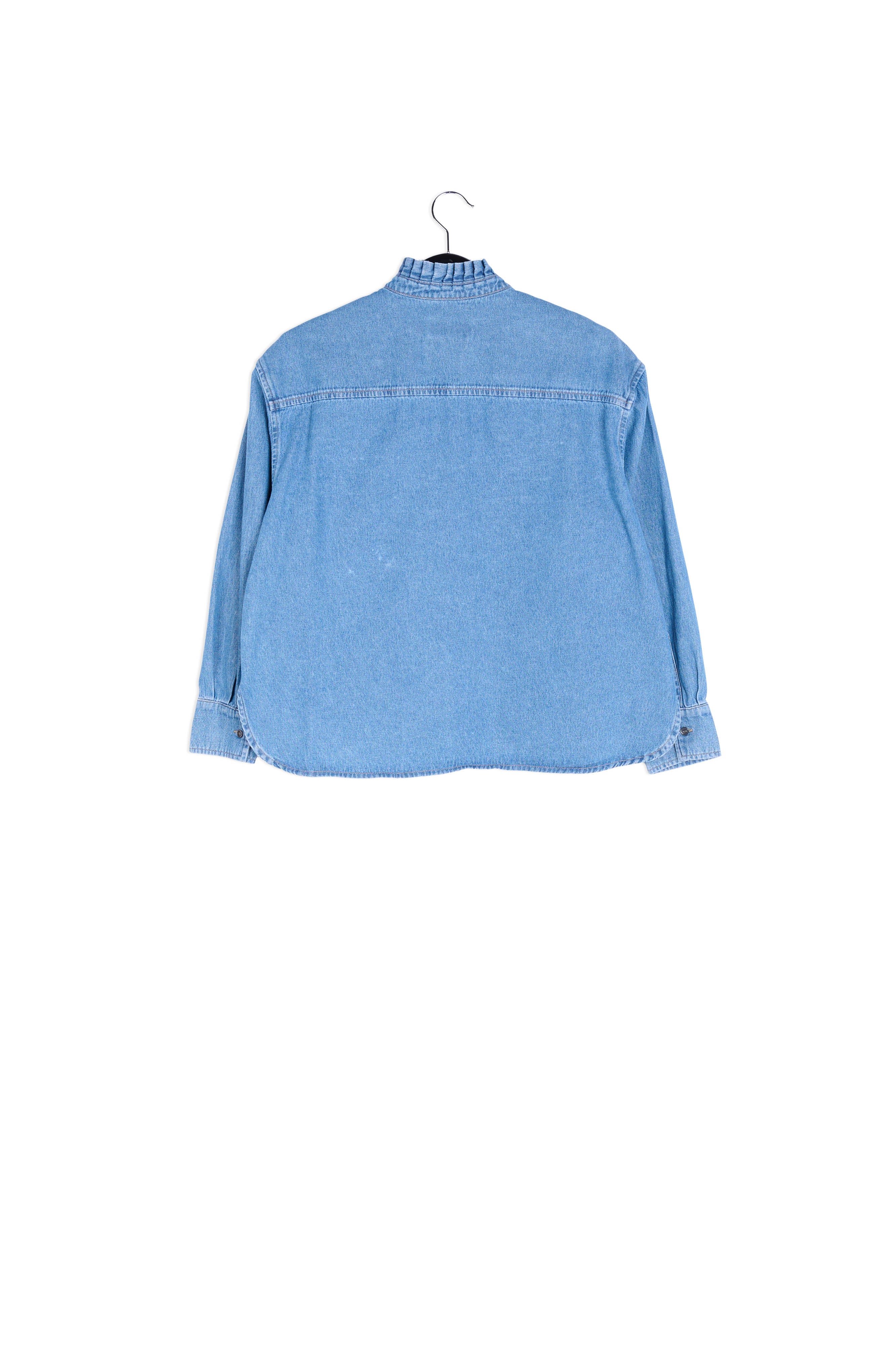 Blue denim shirt with frilled collar RE—SSENTIEL | Essentiel second hand