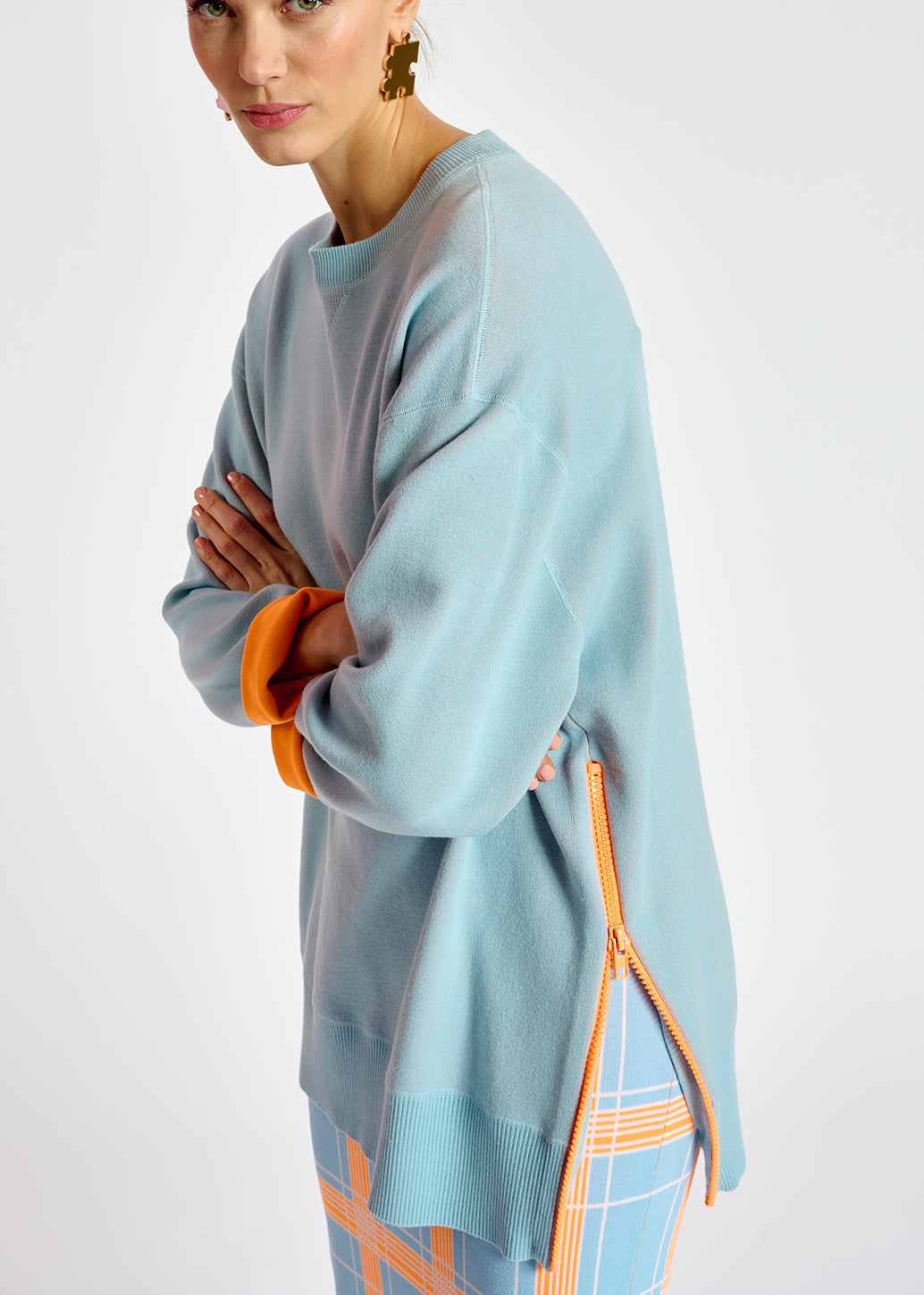 Pull carré en tricot bleu clair RE—SSENTIEL | Essentiel second hand