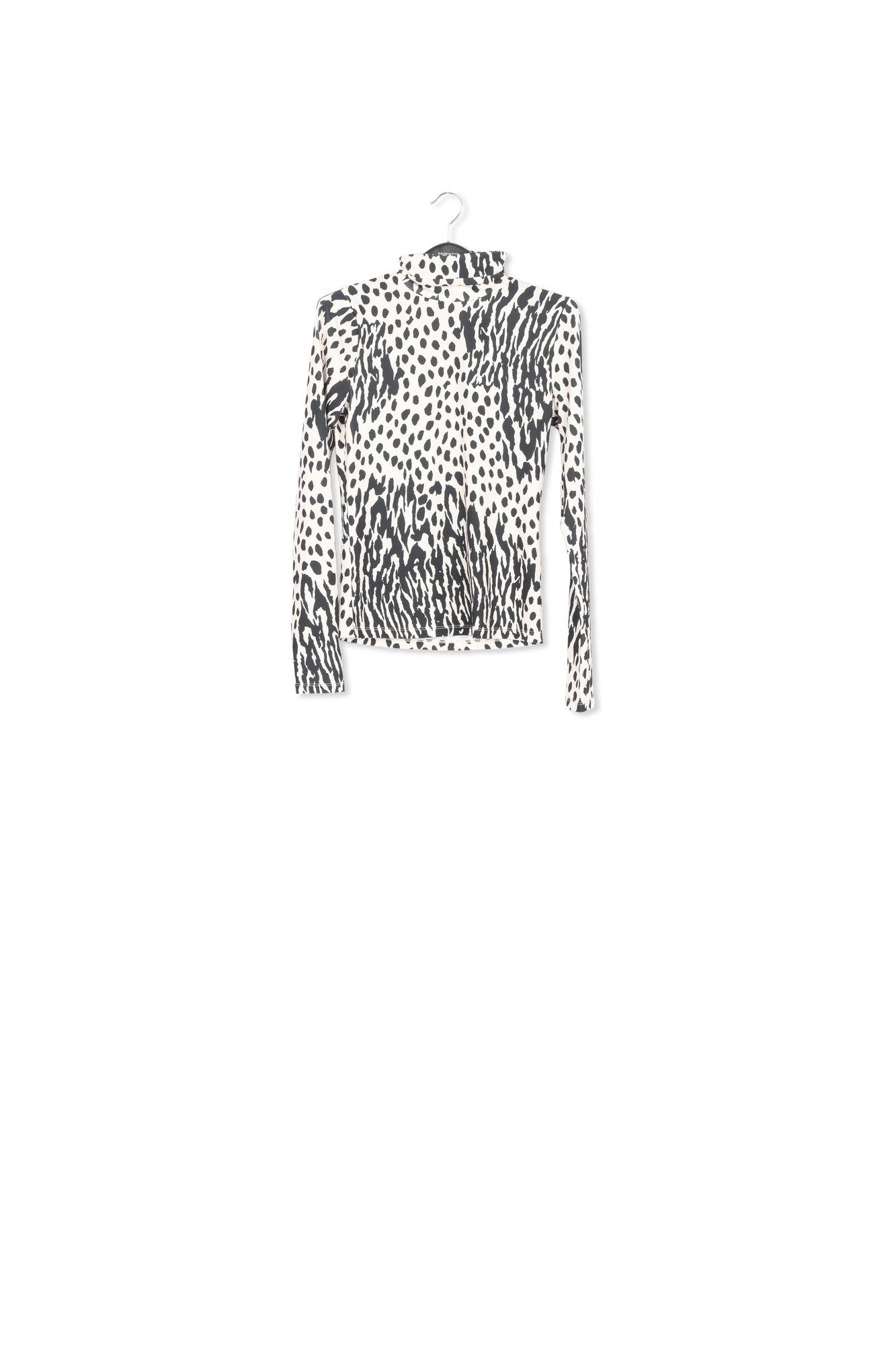 Ecru and black dotted turtleneck top RE—SSENTIEL | Essentiel second hand