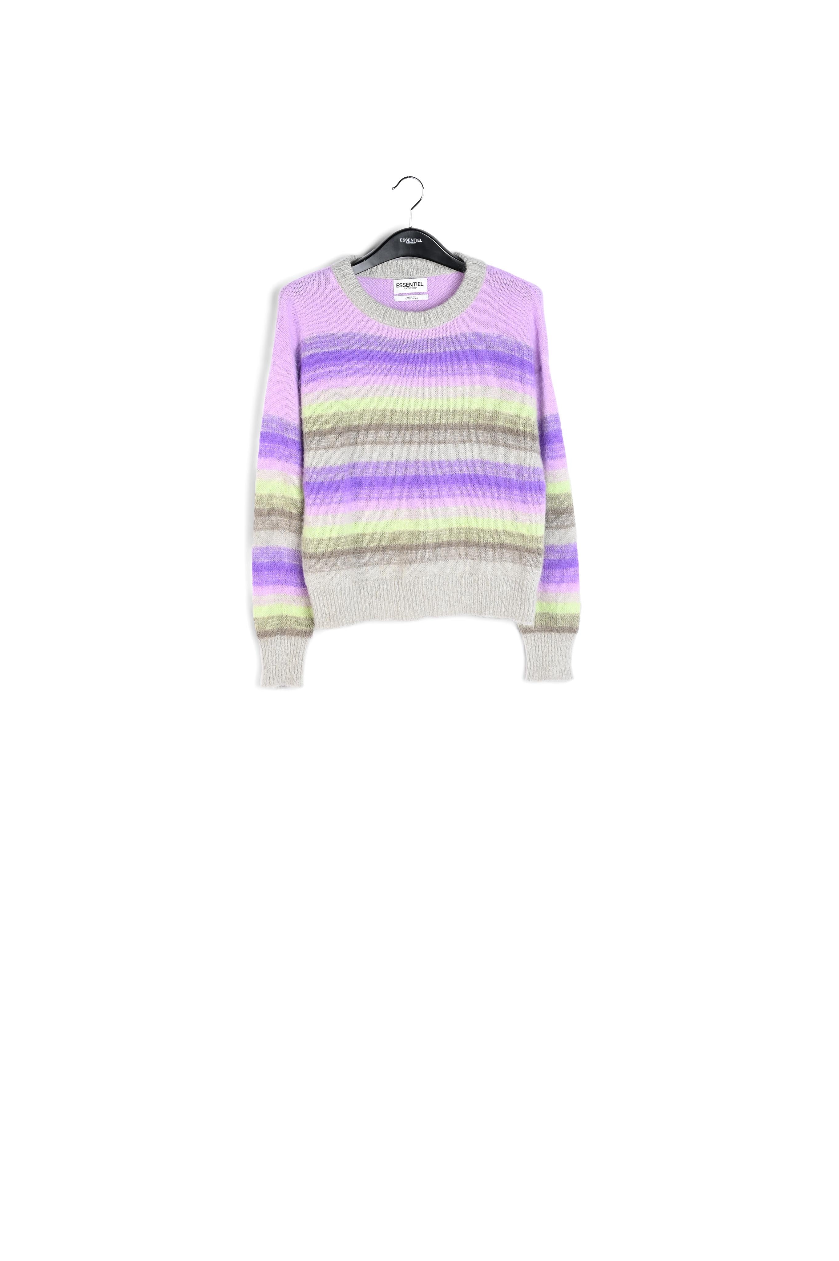 Purple, mint green and beige striped knit sweater RE—SSENTIEL | Essentiel second hand