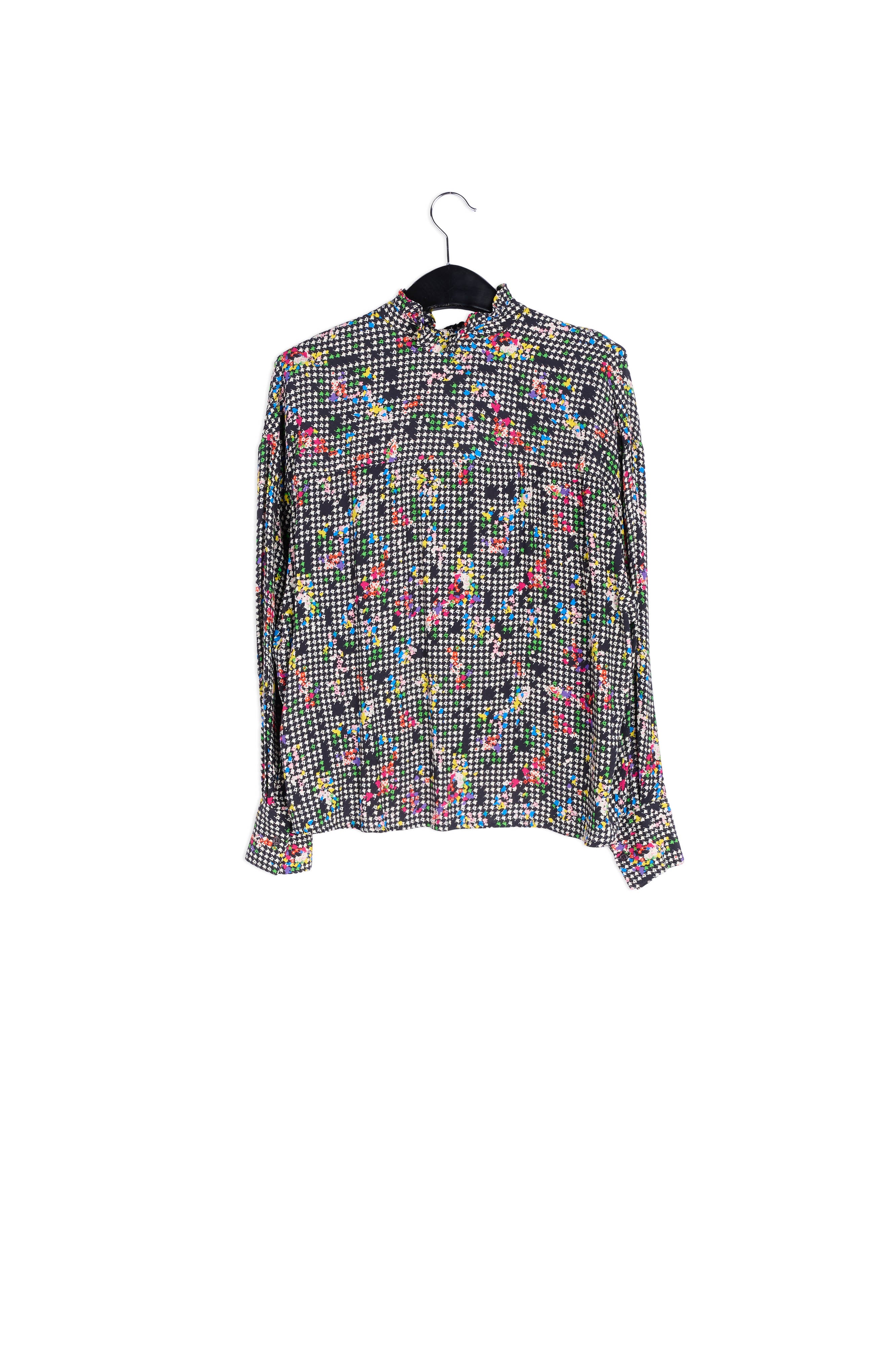 Black and white boxy shirt with frilled collar RE—SSENTIEL | Essentiel second hand